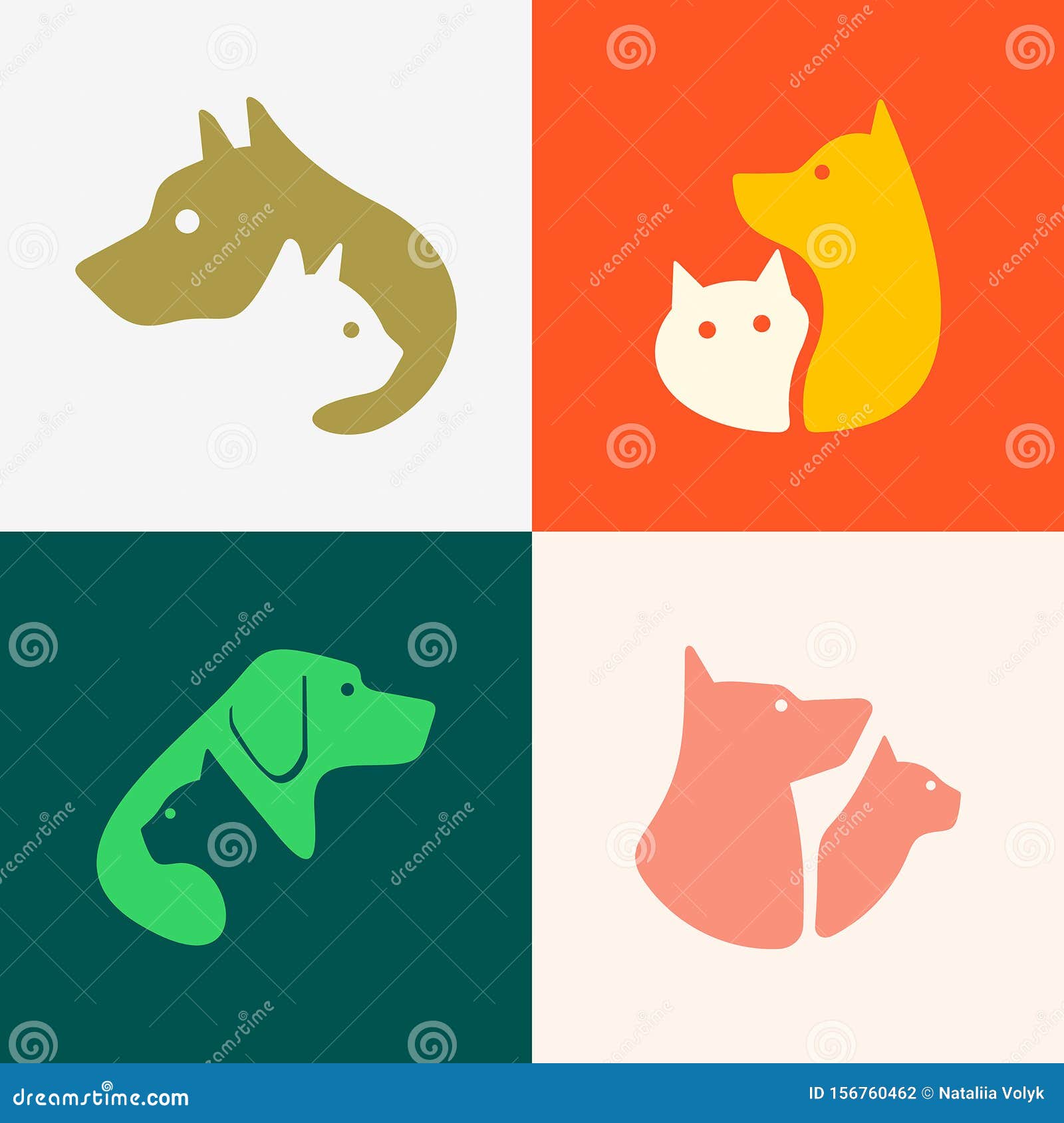 Set of Dog and cat logo stock vector. Illustration of vector 156760462
