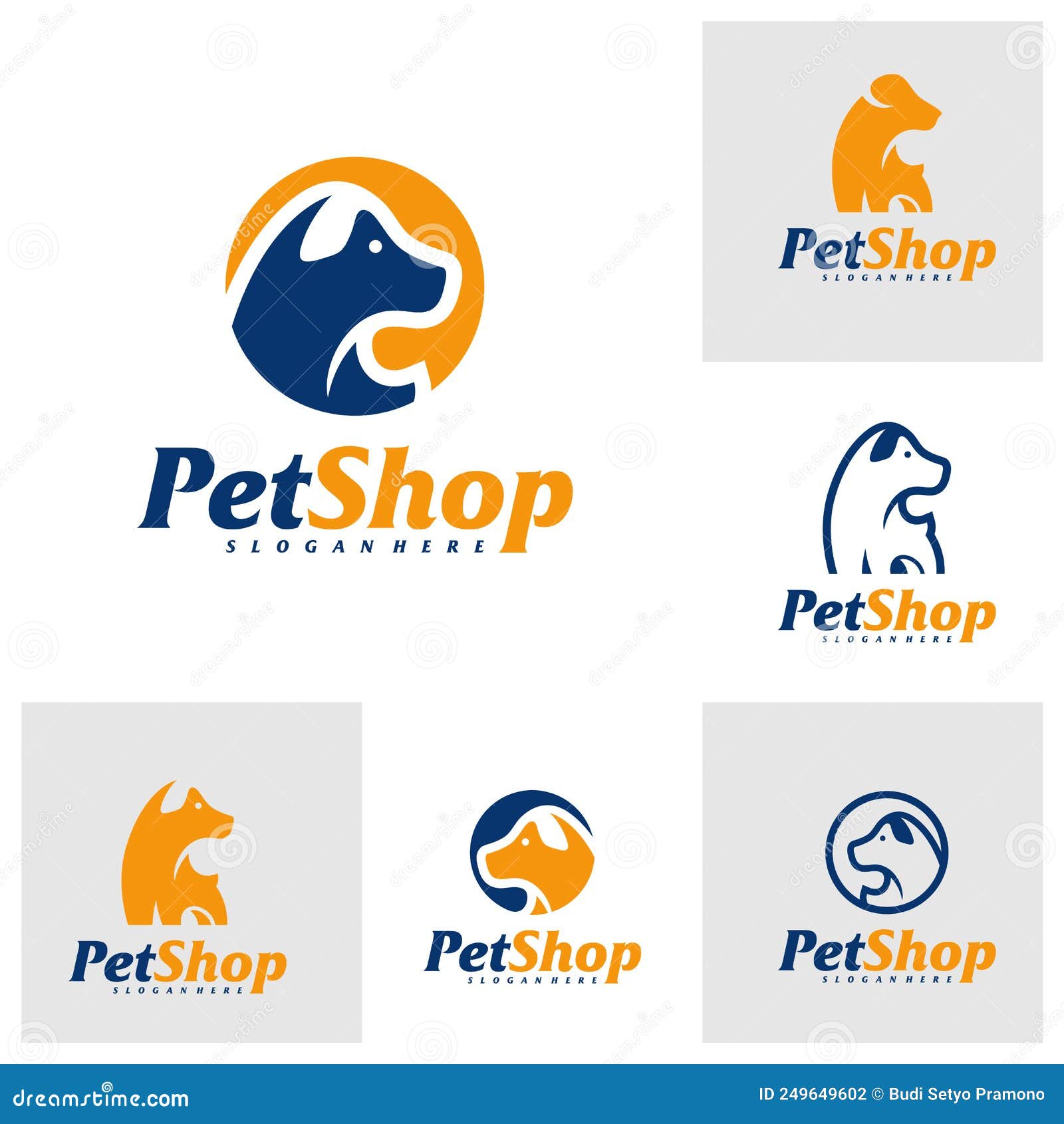 Set of Dog Logo Design Template. Pet Logo Concept Vector Stock