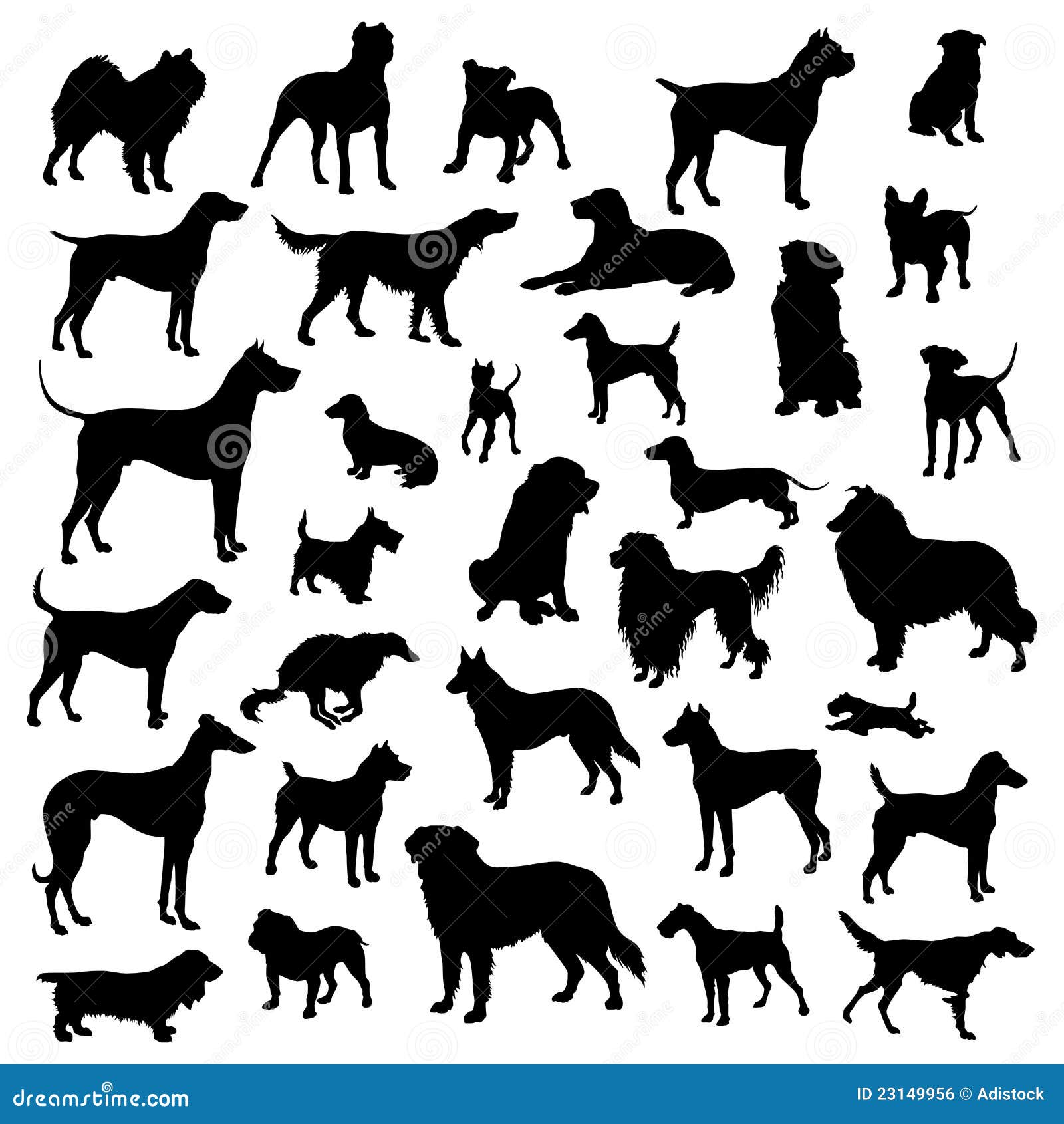 Set of dogs silhouette. stock vector. Image of drawing - 23149956