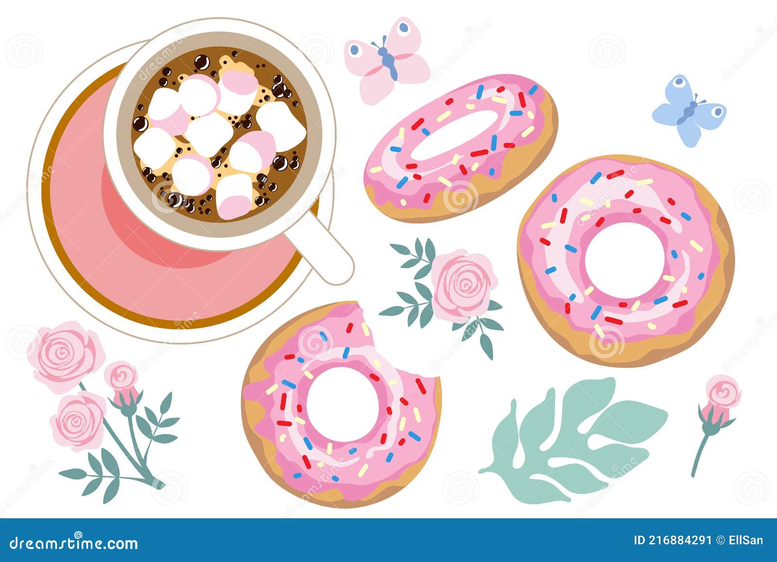 EPS /& PNG Kawaii Cute Pink Donut Clipart Digital Instant Download