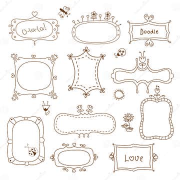 Set of doodle frames stock vector. Illustration of bird - 41388833