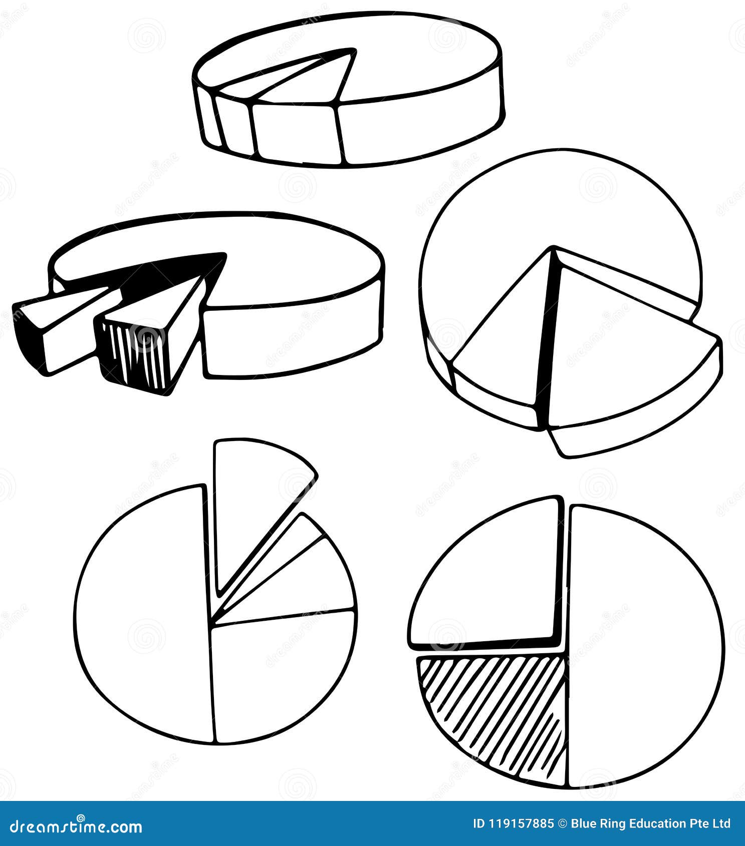 A Set of Doodle Pie Chart stock vector. Illustration of drawing - 119157885