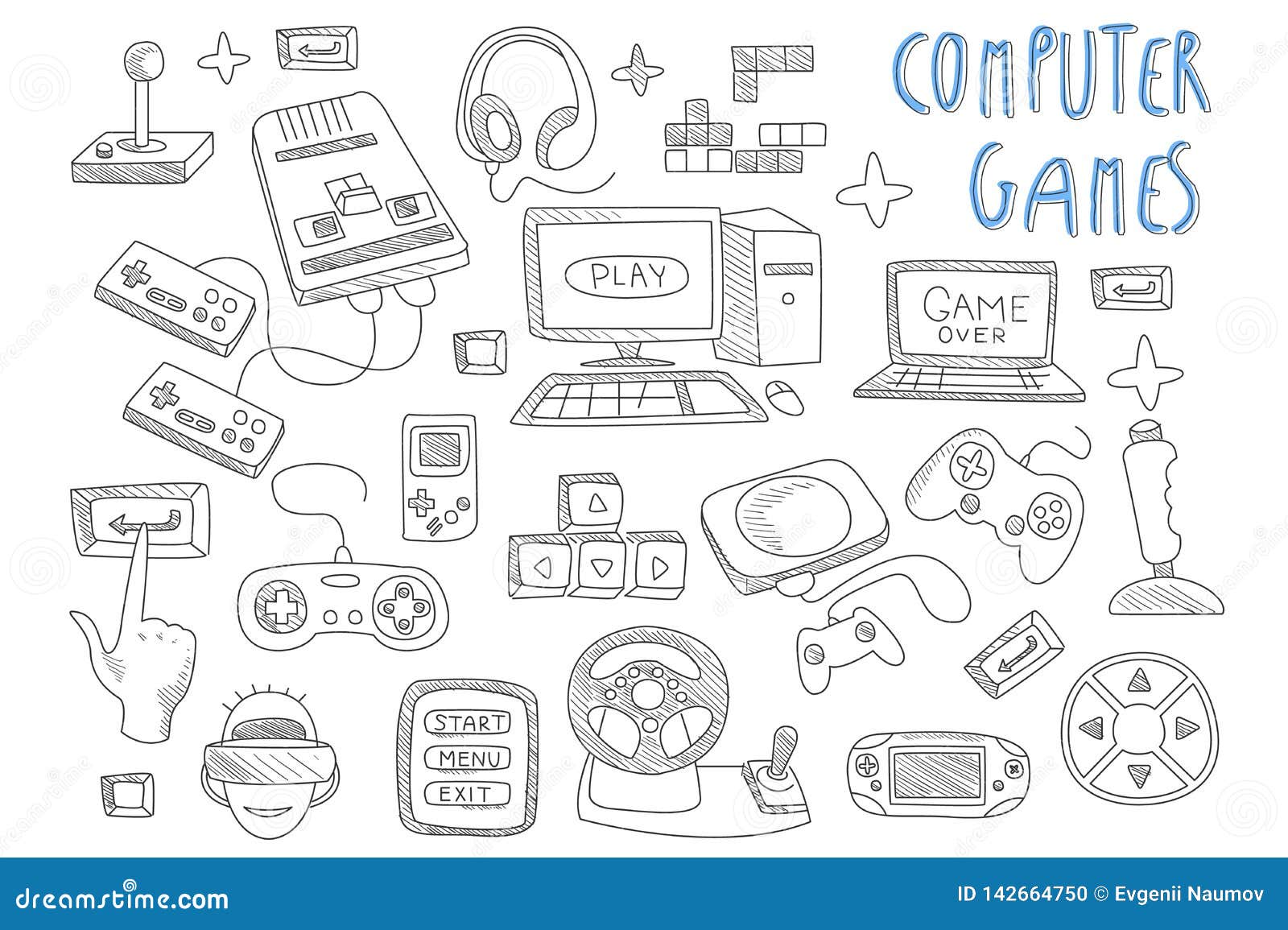 gaming doodle illustration. Doodle design concept Stock Vector Image & Art  - Alamy