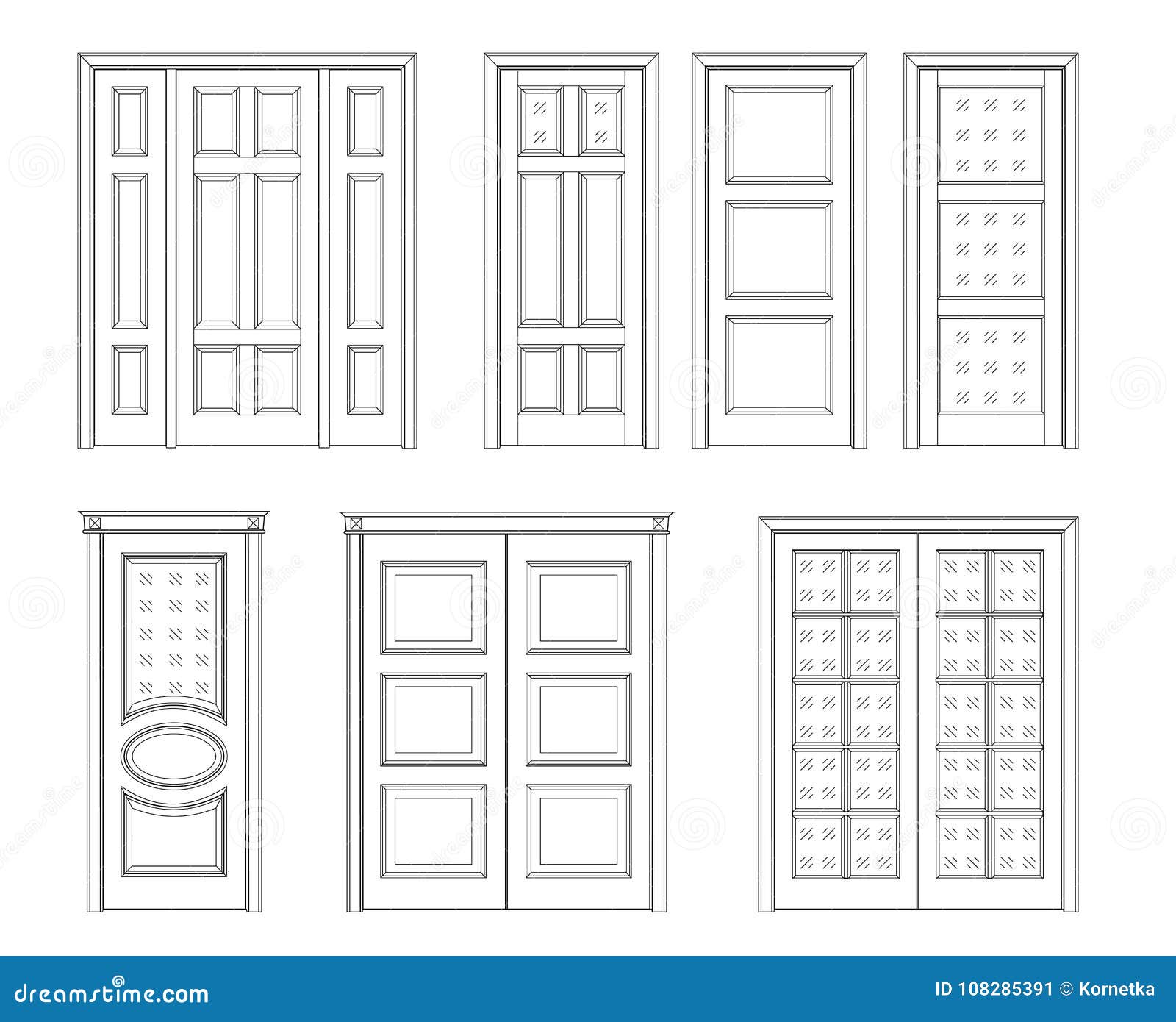 Set door Technical Drawing stock vector. Illustration of element