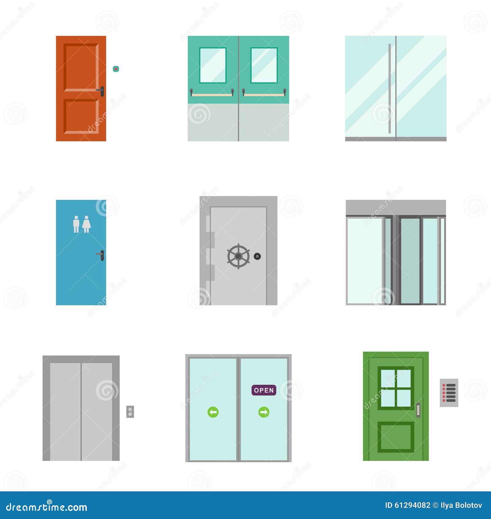 Set of doors icons. stock vector. Illustration of architecture 61294082