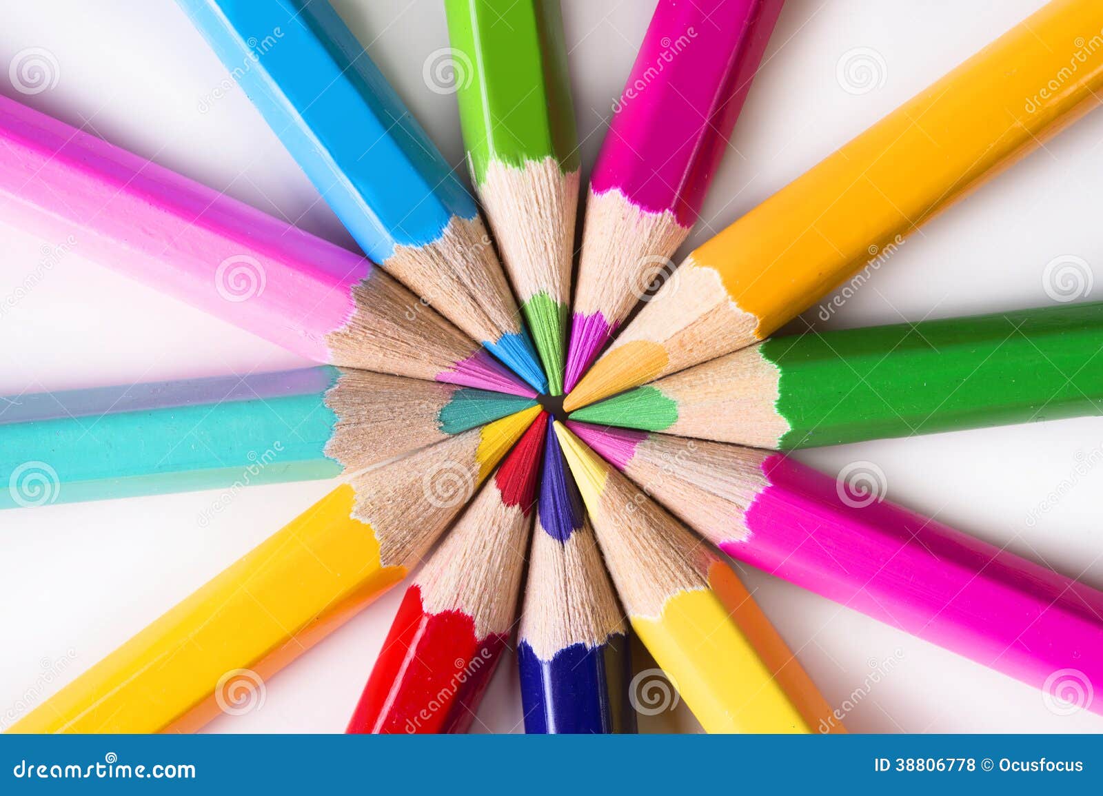 Set Of Drawing Color Pencils With Copy Space Stock Photo Image