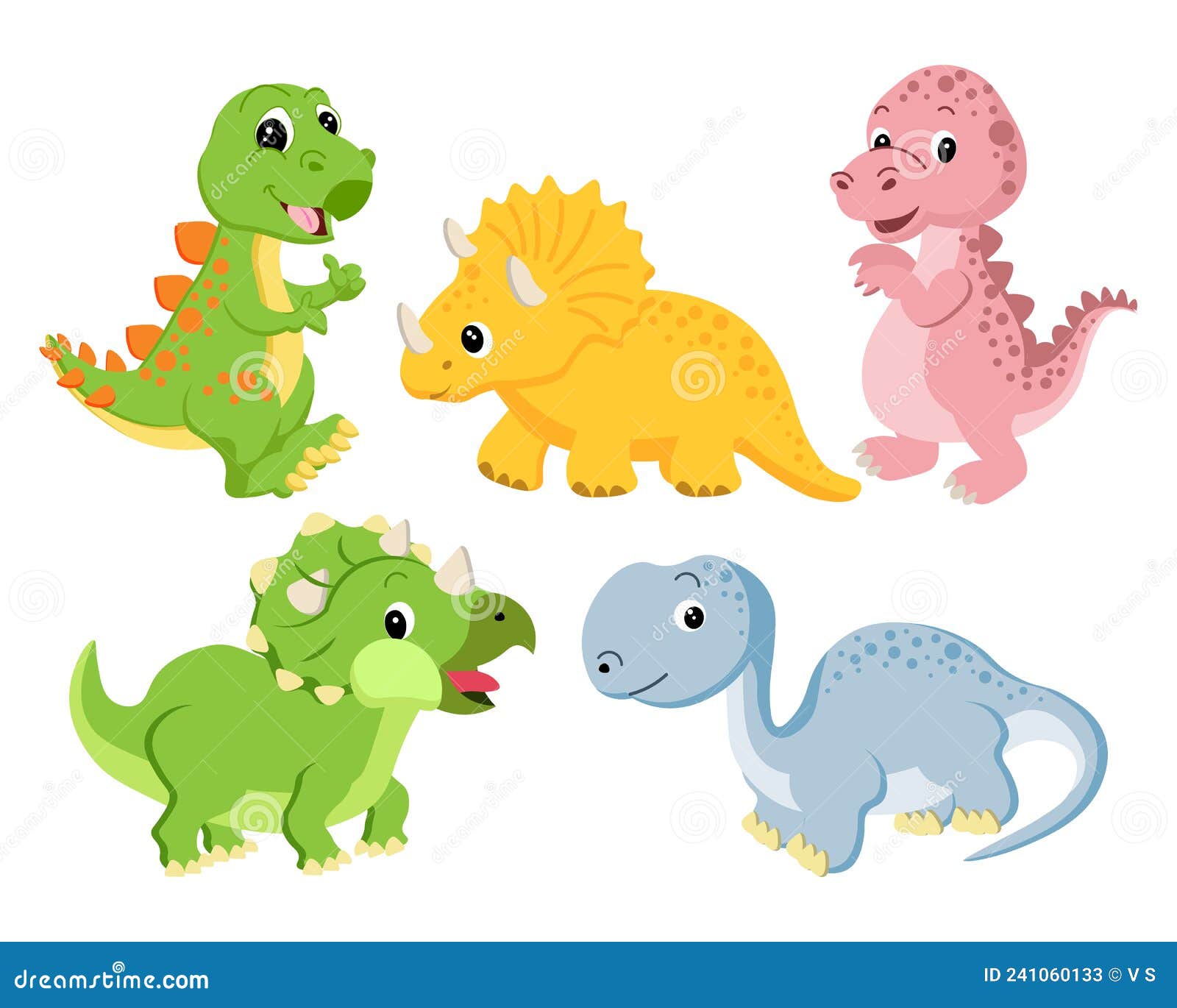 Set of Drawn Cute Funny Dinosaurs. Stickers for Children, Decor for ...