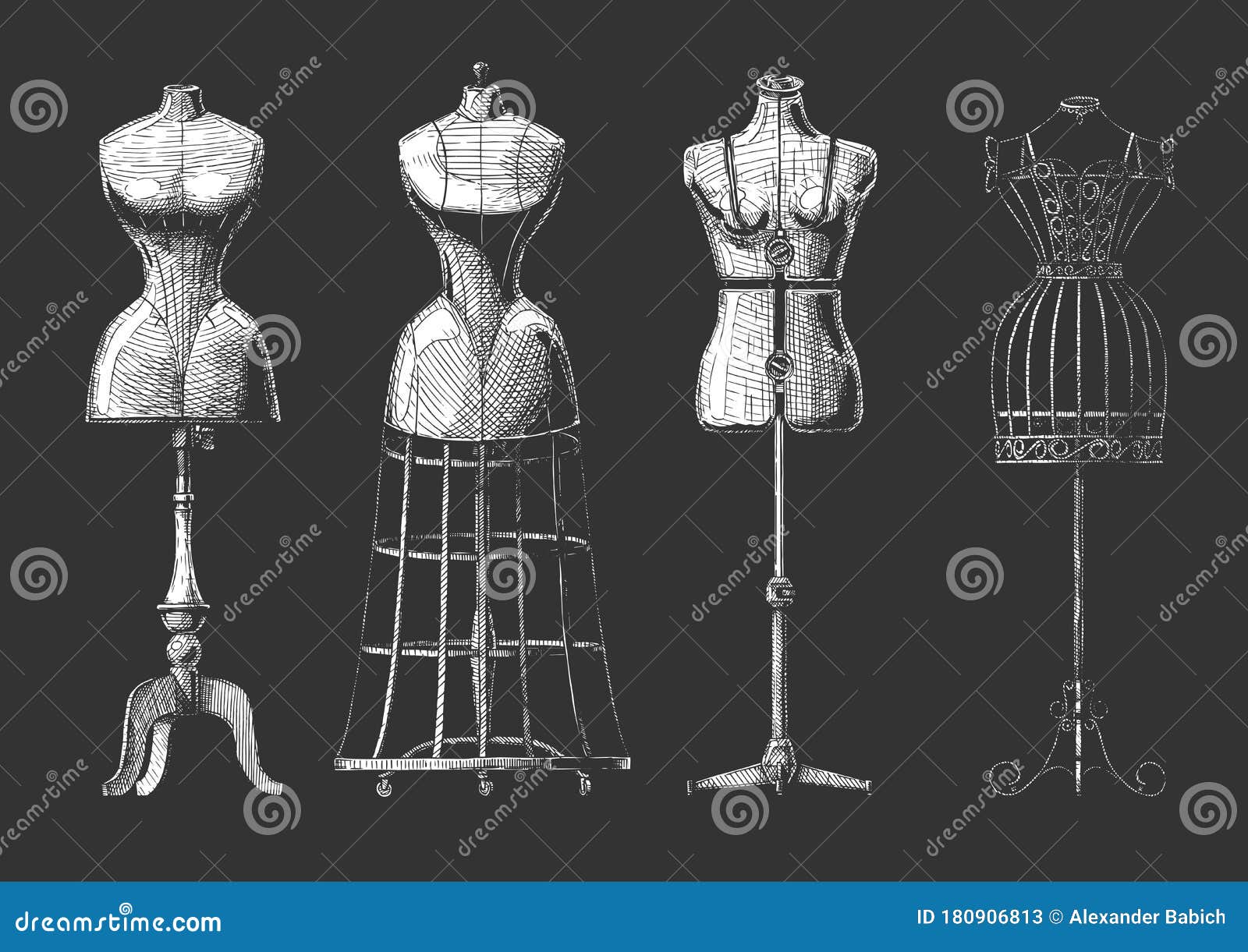 Dress form tailor sewing mannequin sketch Vector Image