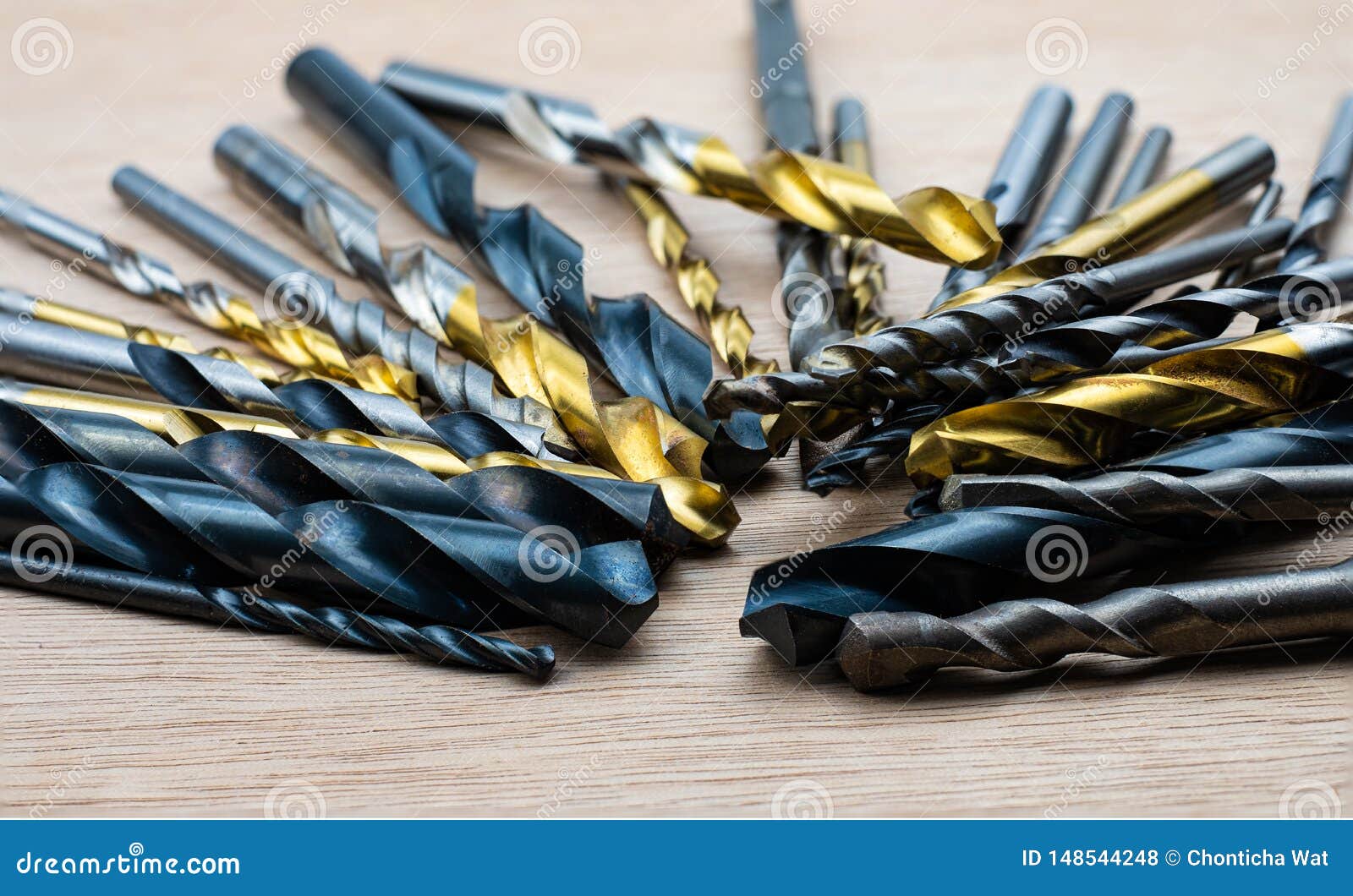 Set of Drill Bits Different Sizes for Wood and Concrete Stock Photo