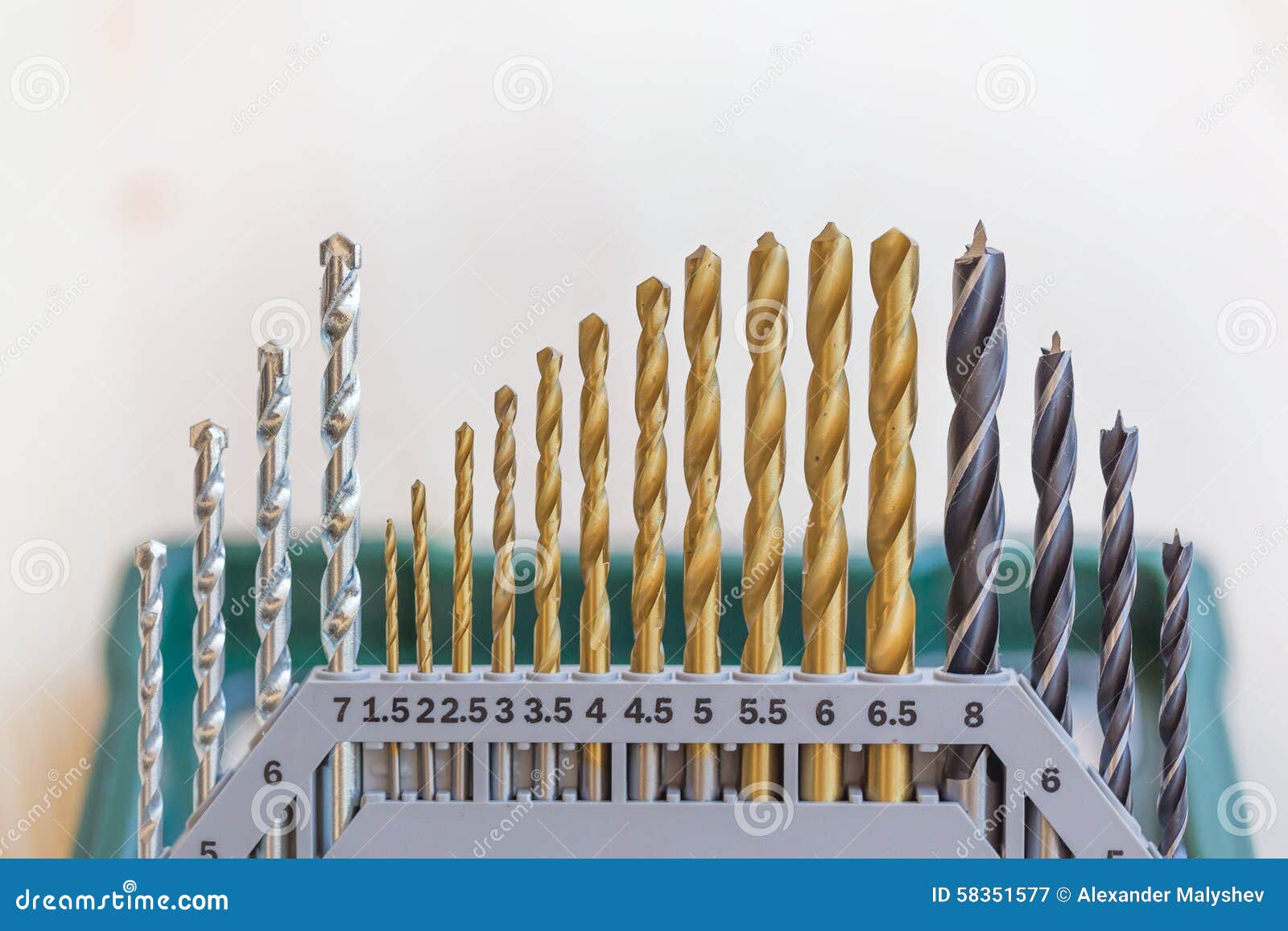 Set of Drills in the Plastic Set. Stock Image Image of steel, work