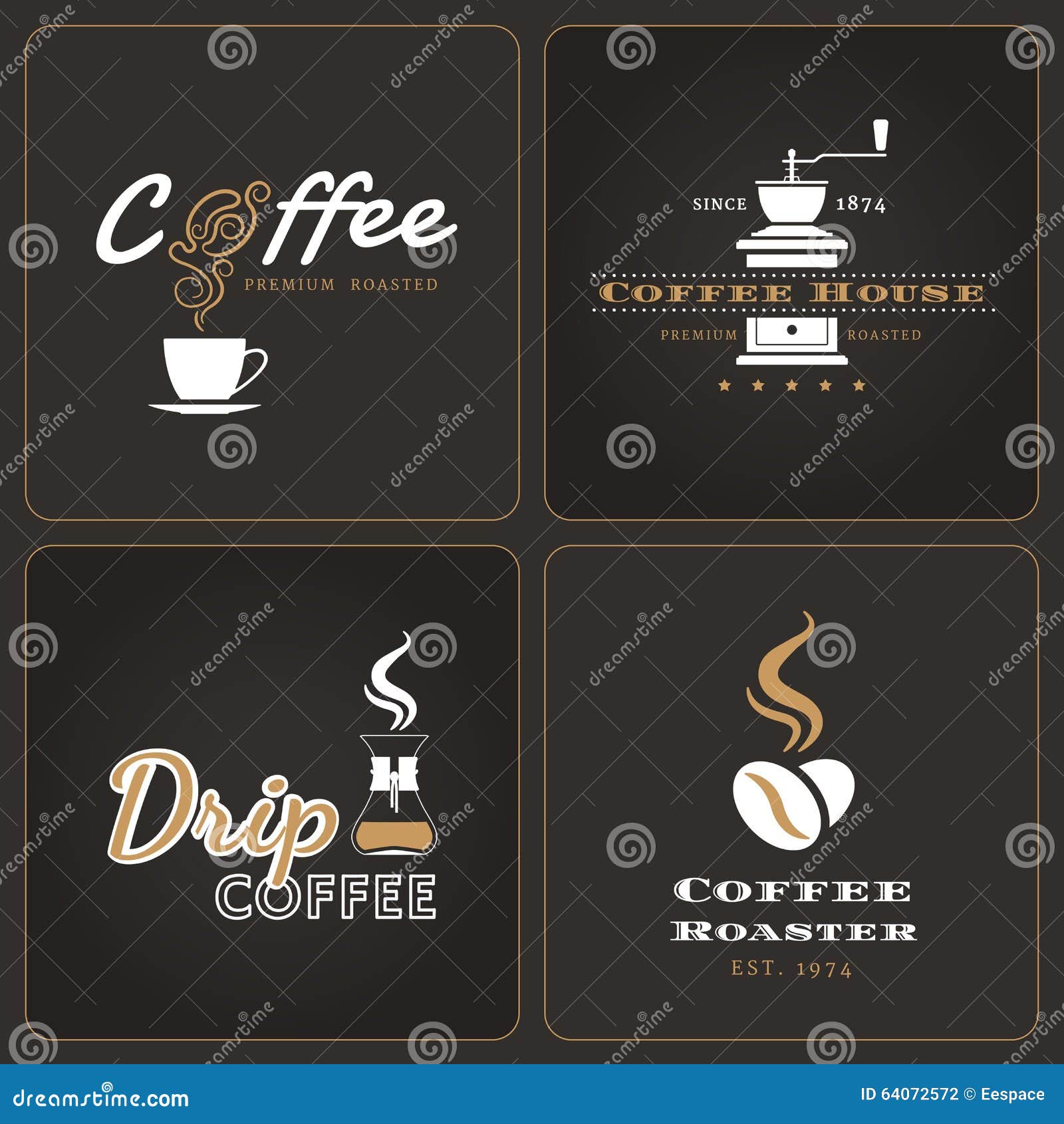 Set of Drip Coffee Shop Badges and Labels Stock Vector Illustration