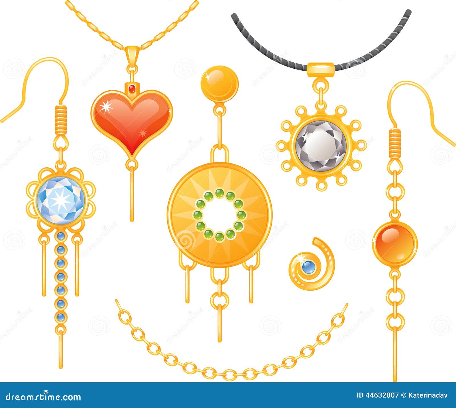 Set of Earrings and Necklaces Stock Vector Illustration of isolated