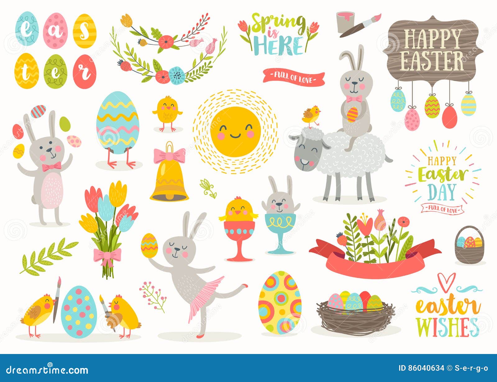 set of easter cartoon characters and  s