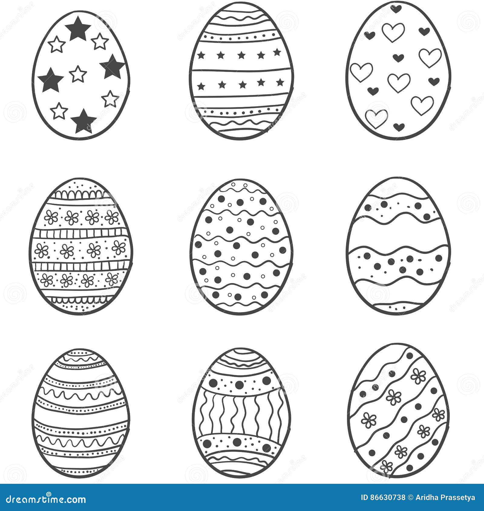 Set of easter egg doodles stock vector. Illustration of holiday 86630738