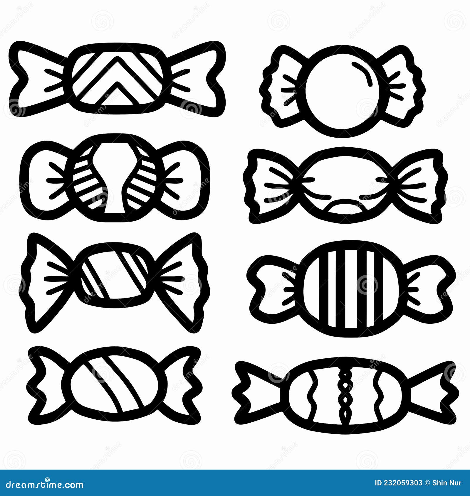 black and white candy clipart