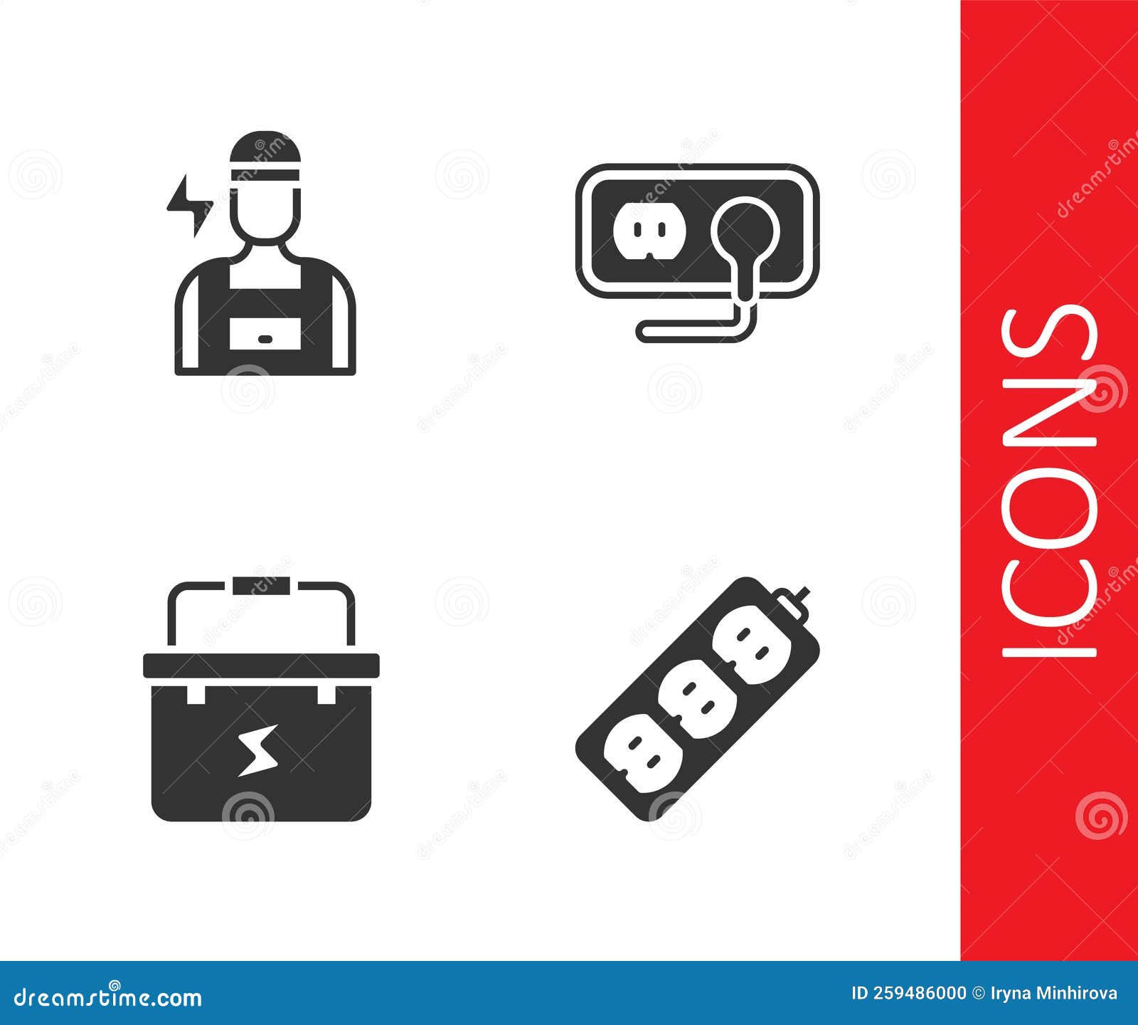 Set Electric Extension, Electrician, Toolbox Electrician and Electrical