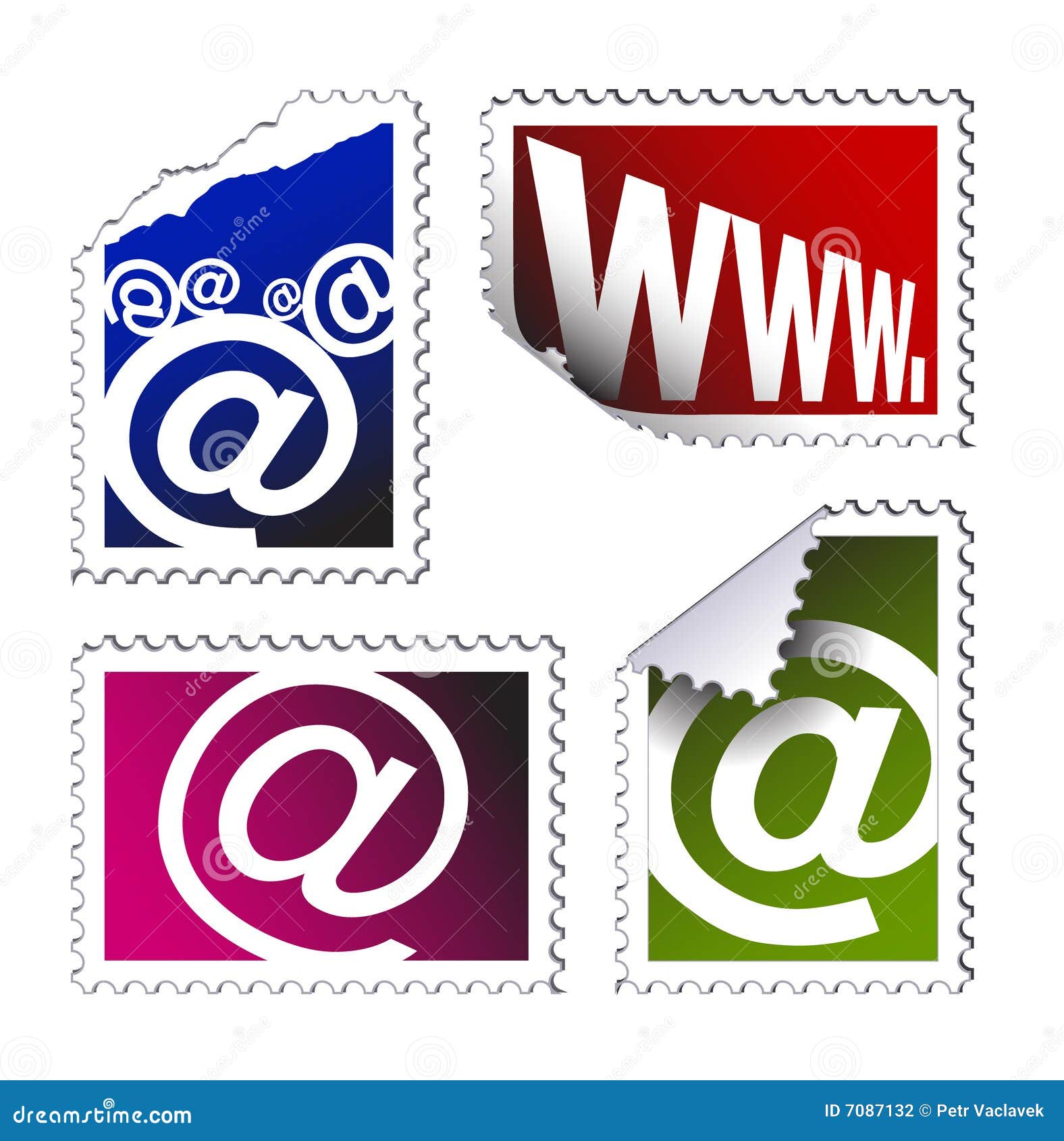 Set of Electronic Post Stamps Stock Vector Illustration of element