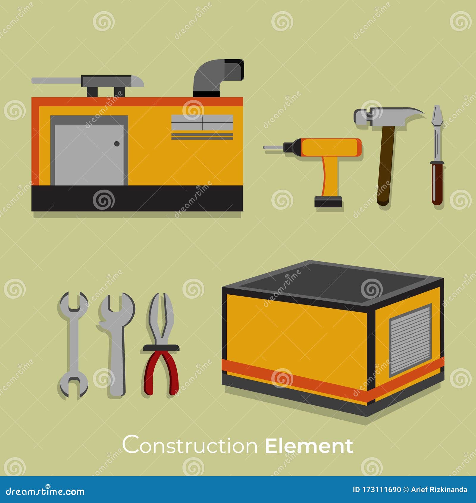 Set Element Construction Tools Design Stock Vector Illustration of