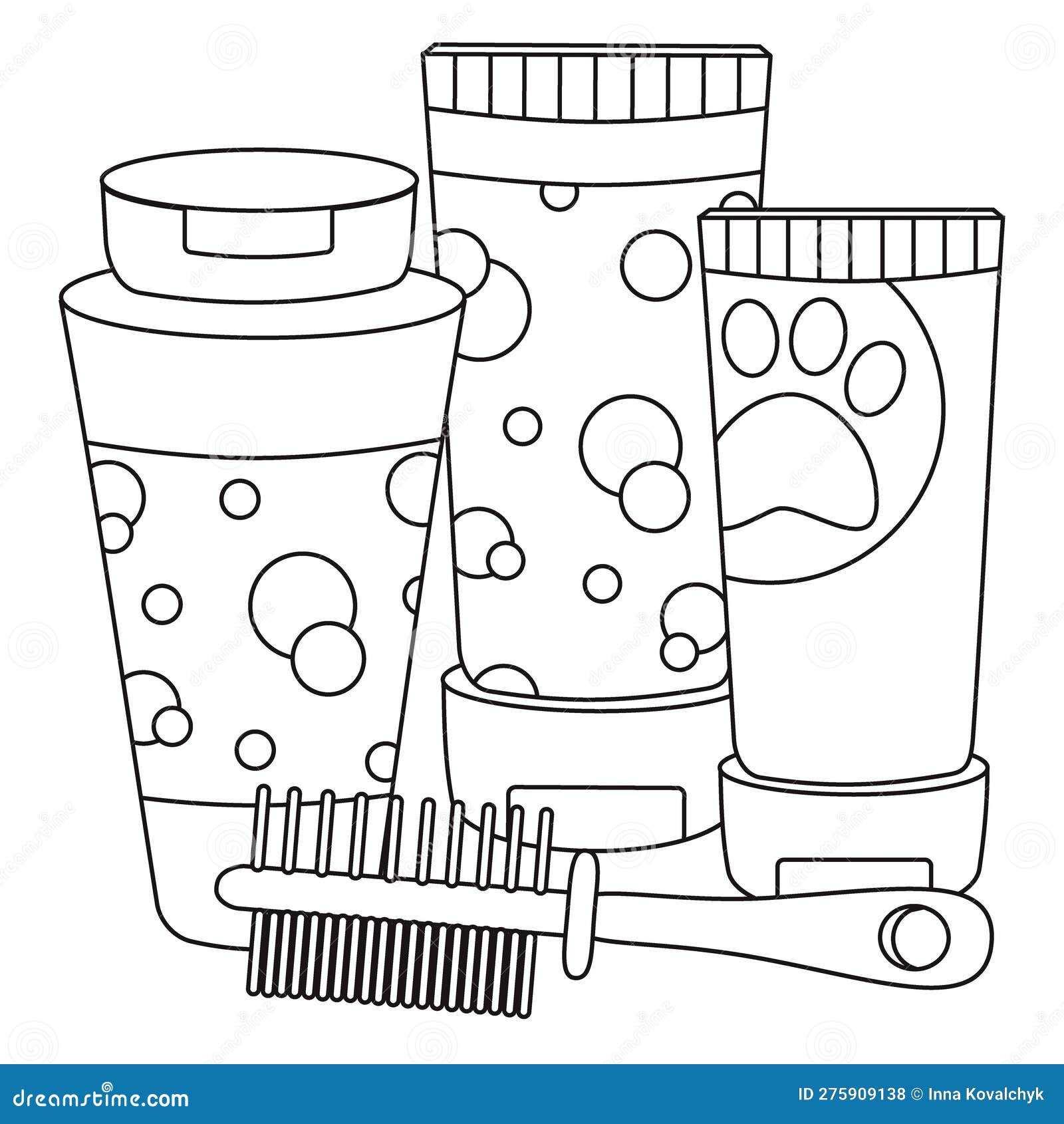 Set of Elements for Animals, Cats, Dogs, Shampoos and Comb Stock Vector