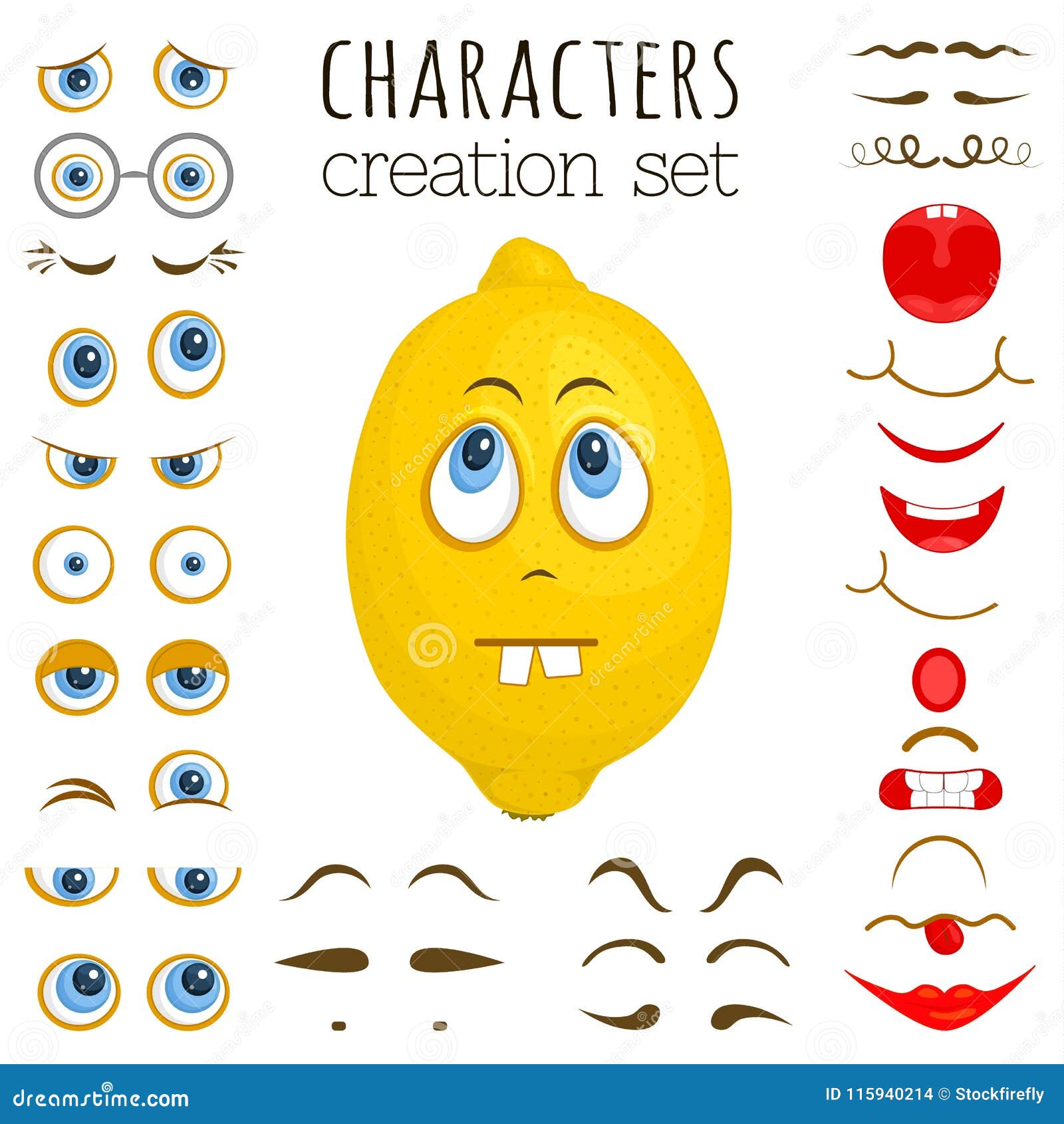 Vector Cartoon Character with Different Emotions. Stock Vector -  Illustration of calm, faces: 115940214