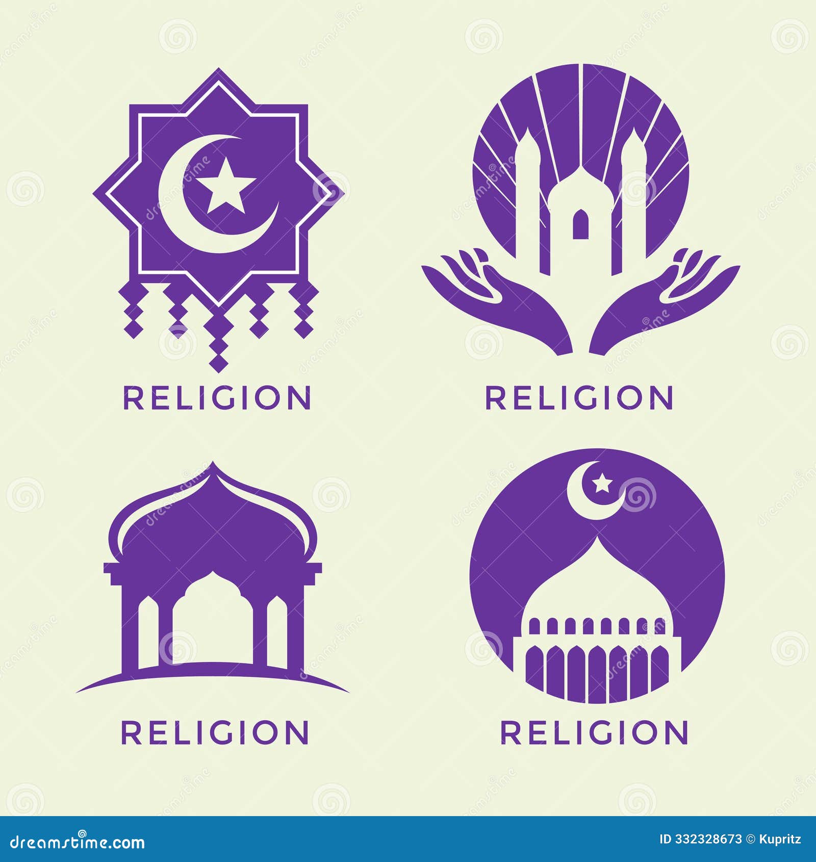 set of emblem s modern moslem or muslim religion