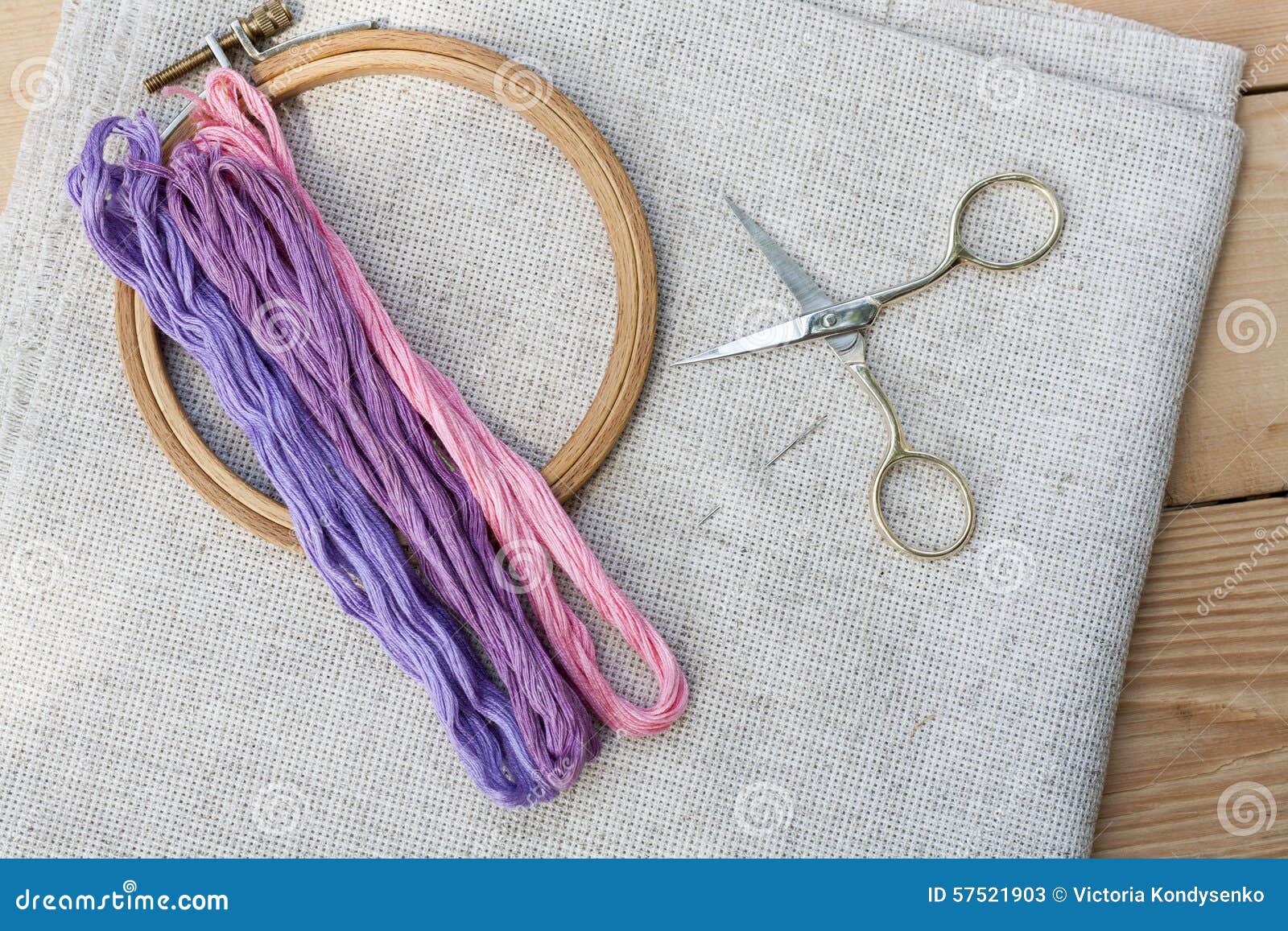 Set for Embroidery, Embroidery Hoop and Embroidery Thread Stock Image Image of burlap, spool