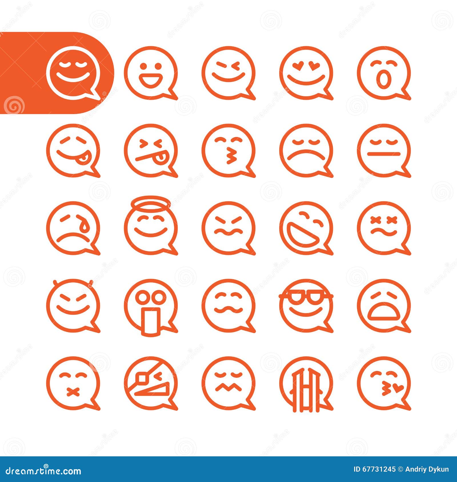 Set of Emoji Speech Bubble Emoticons Stock Vector Illustration of sign, cute 67731245