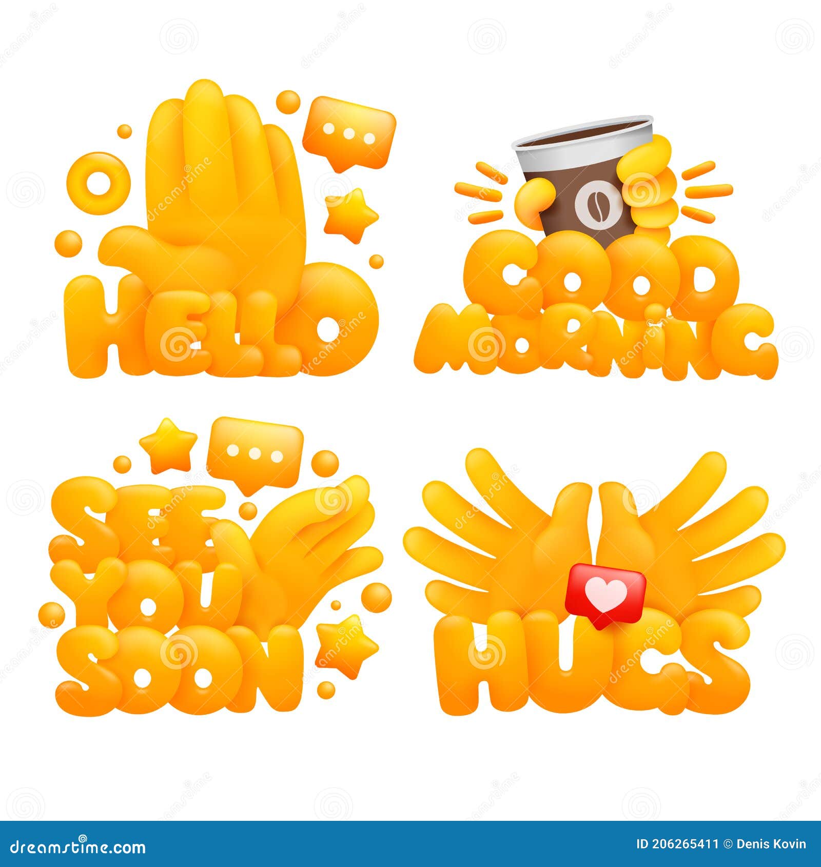 Premium Vector  Collection of various emoji yellow hand symbols with  smartphone, handshake sign and other gestures. 3d cartoon style.