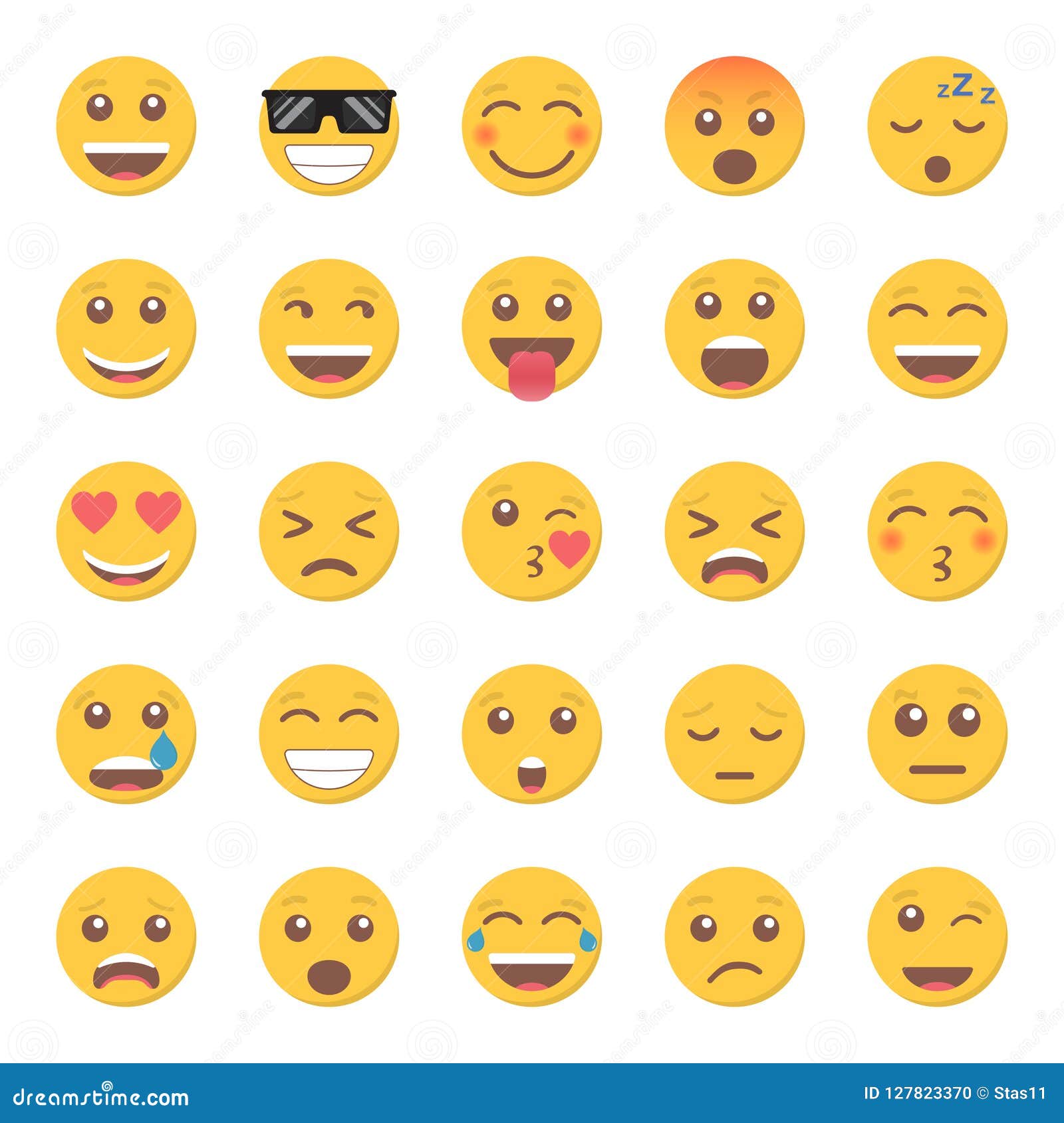 Set of Emoticon Smile Icon in a Flat Design Stock Vector - Illustration ...