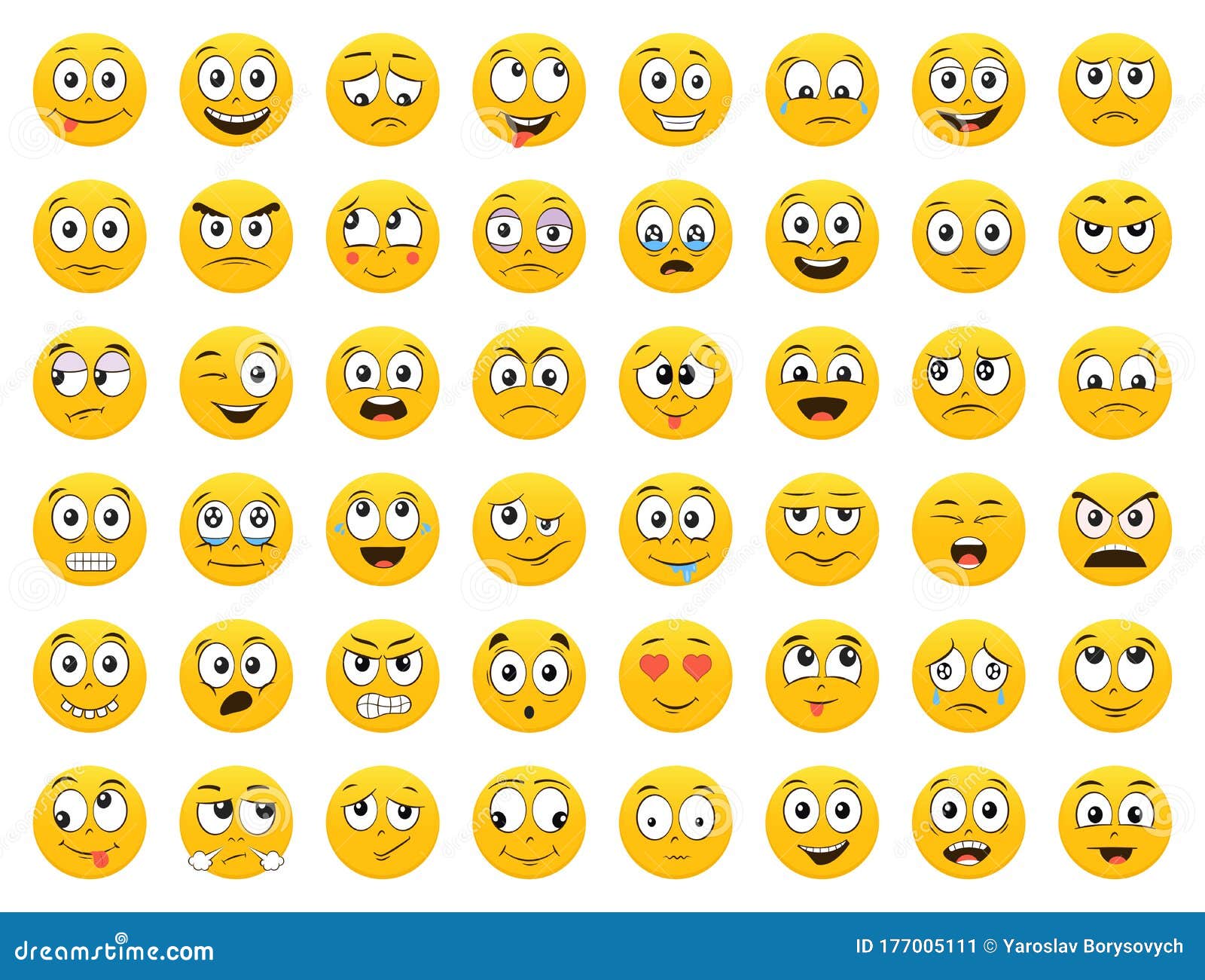 Set of Emoticons. Emoji. Smile Icons. Isolated Vector Illustration on ...