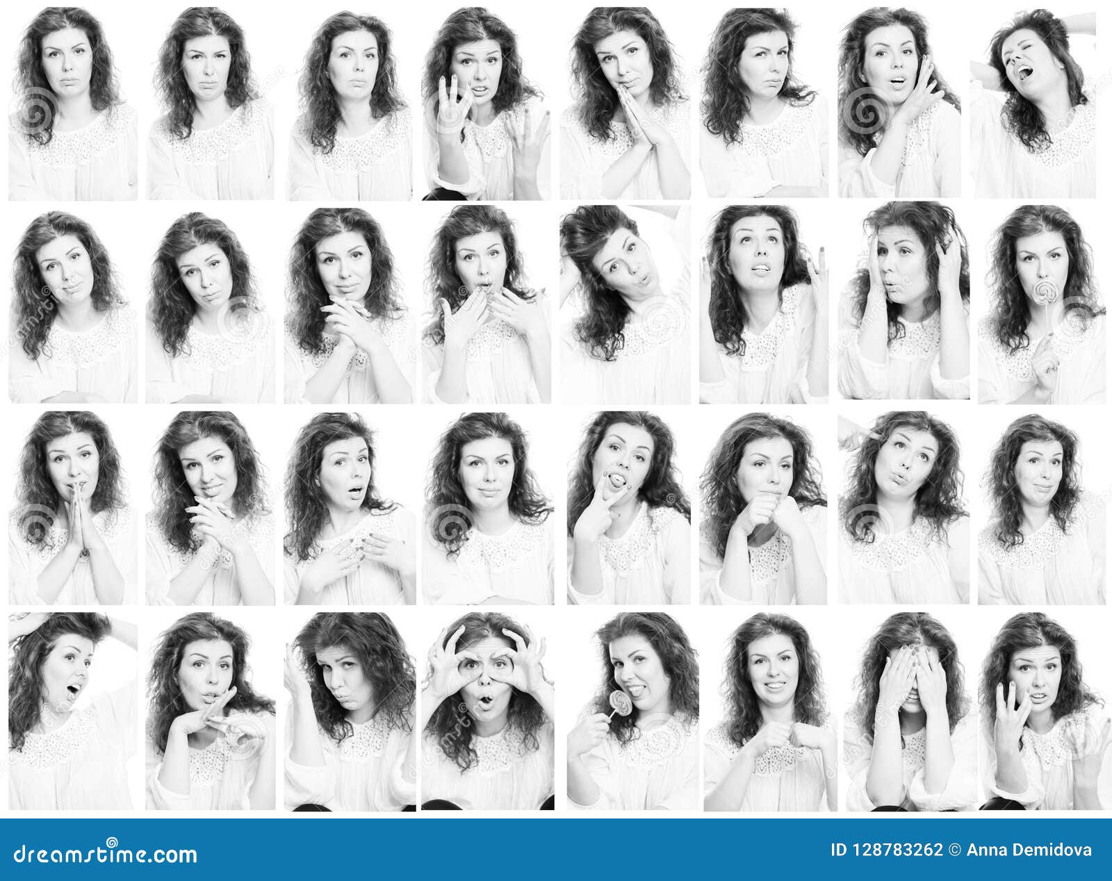 Set of Emotional Photos of a Woman Stock Photo - Image of female ...