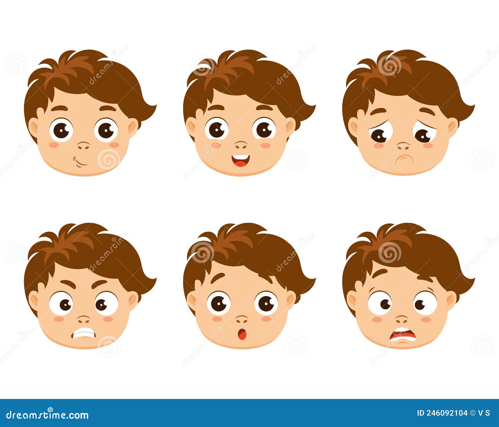 A Set of Emotions, the Face of a Funny Little Boy with Different ...