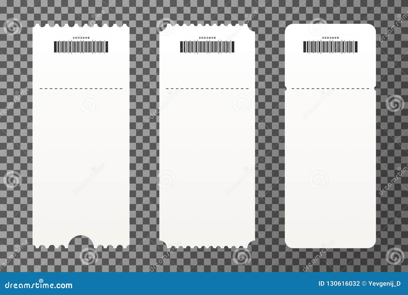 Set of Empty Ticket Templates Isolated on Transparent Background Within Blank Admission Ticket Template