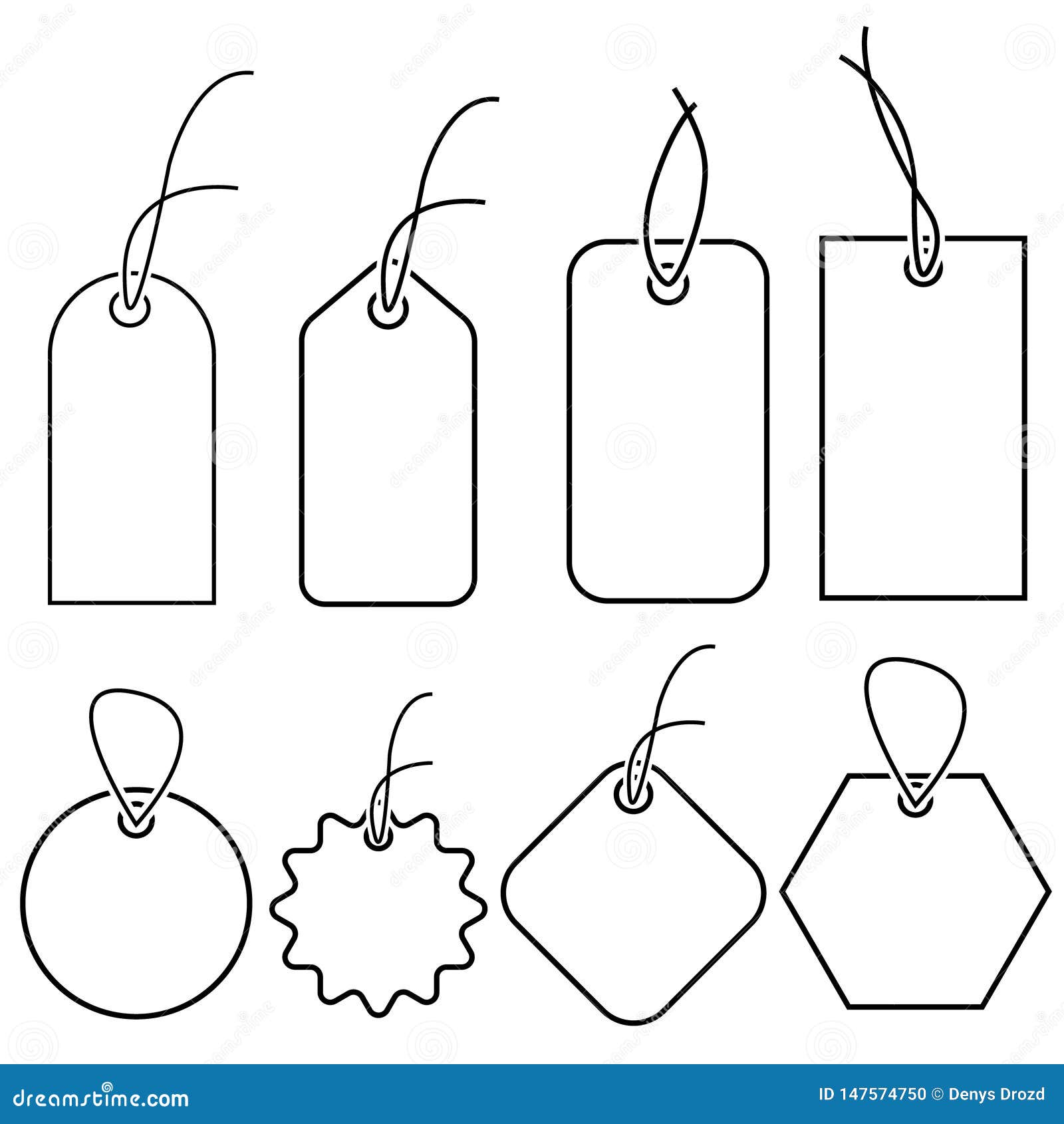 Set of Empty White Price Tags in Different Shapes. Blank Paper Regarding Blank Luggage Tag Template