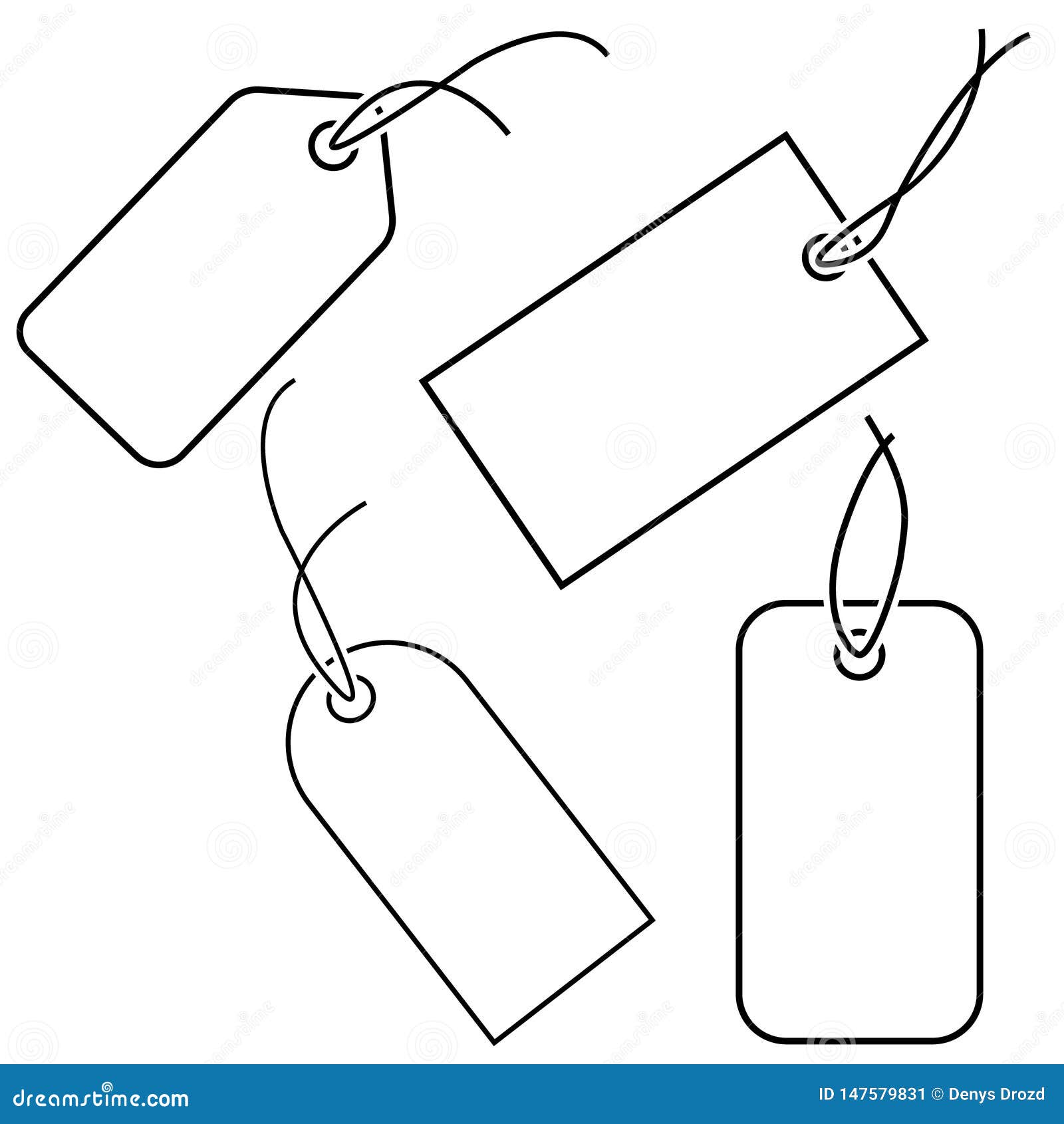 Set of Empty White Price Tags Vector Icons. Luggage Tag Collection Inside Luggage Tag Template Word