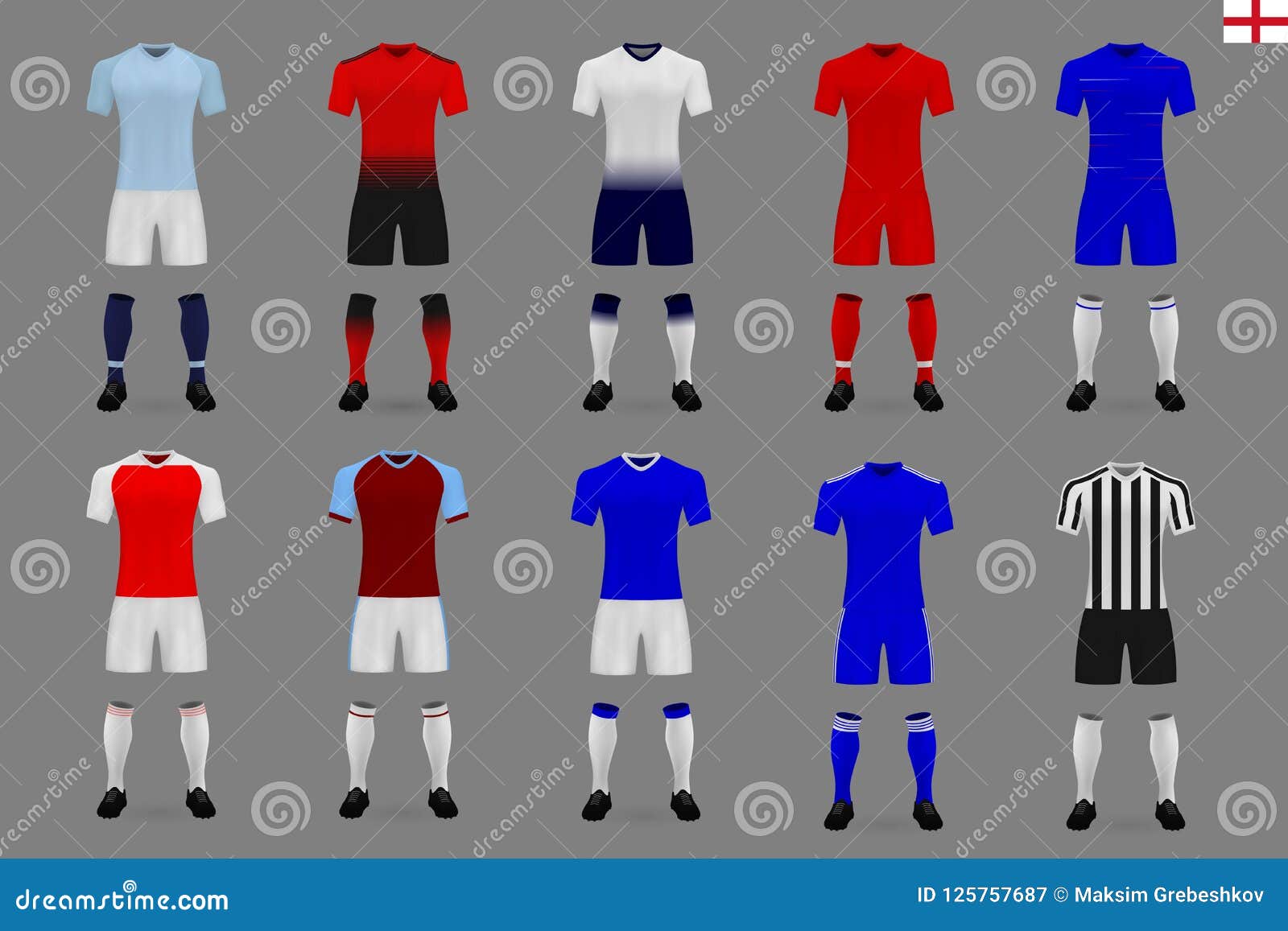 of English Football Kit Stock Vector - Illustration of sleeve, champion: 125757687