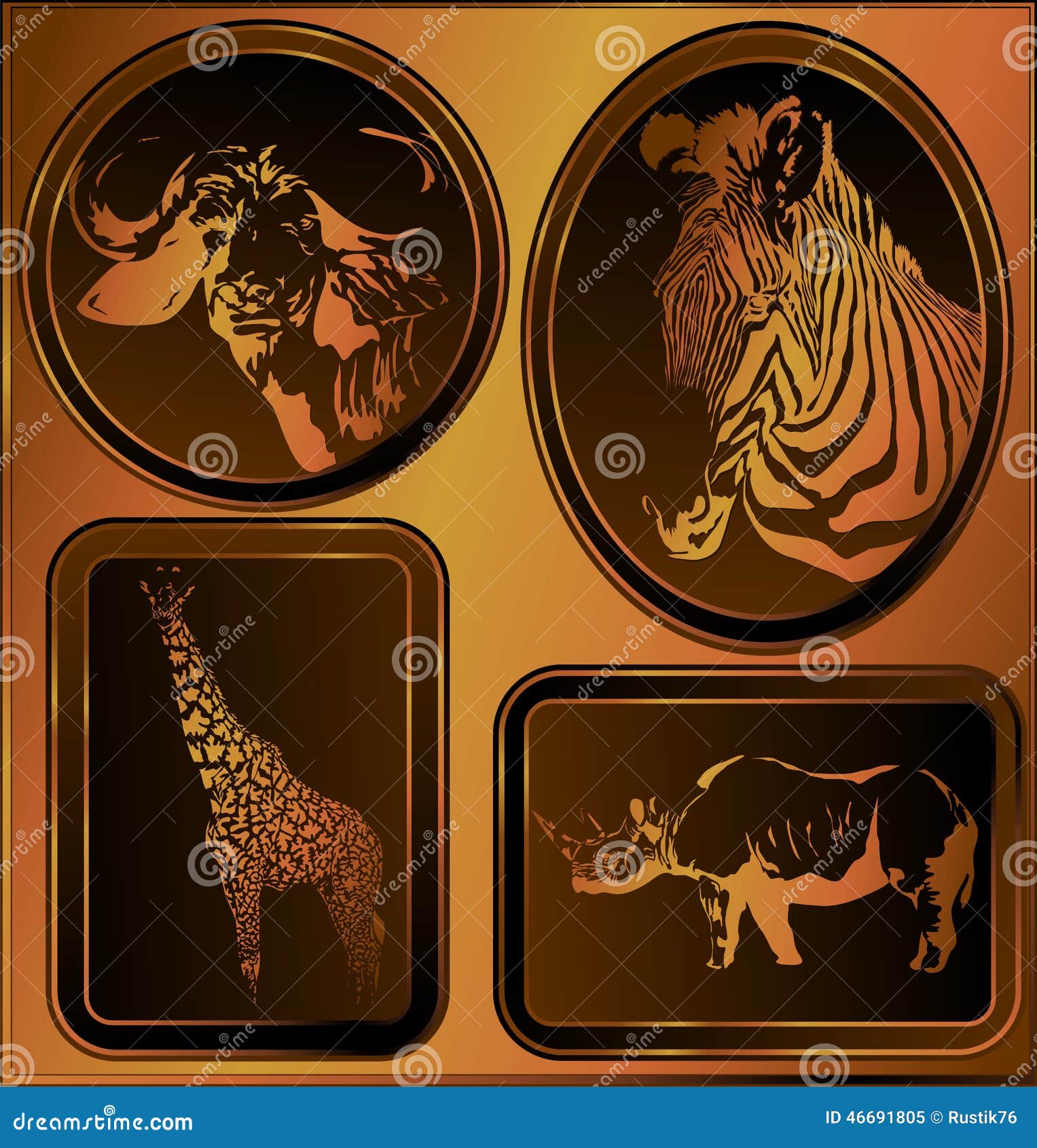 a set of engravings of african animals. ()
