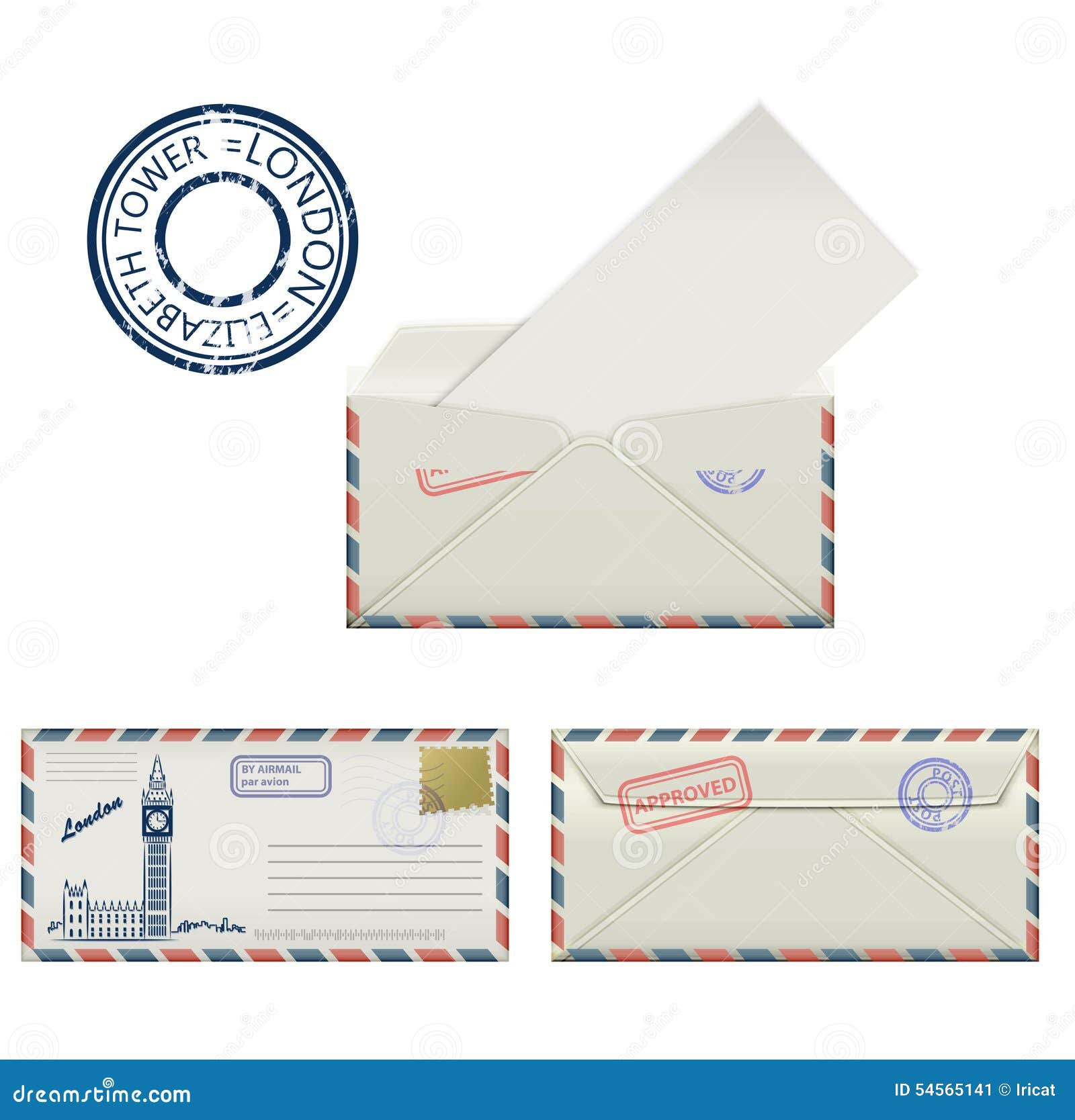 Set of Envelopes from London with a Painted the Elizabeth Tower and