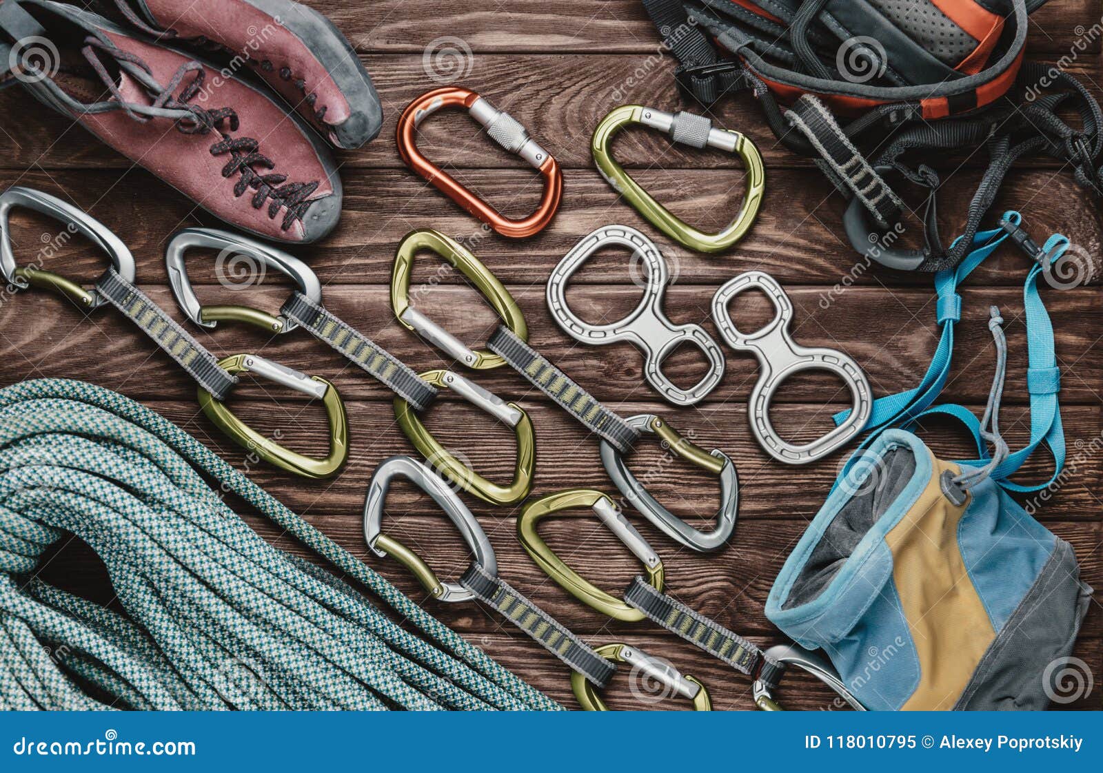 Set of Equipment for Climbing. Stock Image - Image of climbing, steel ...