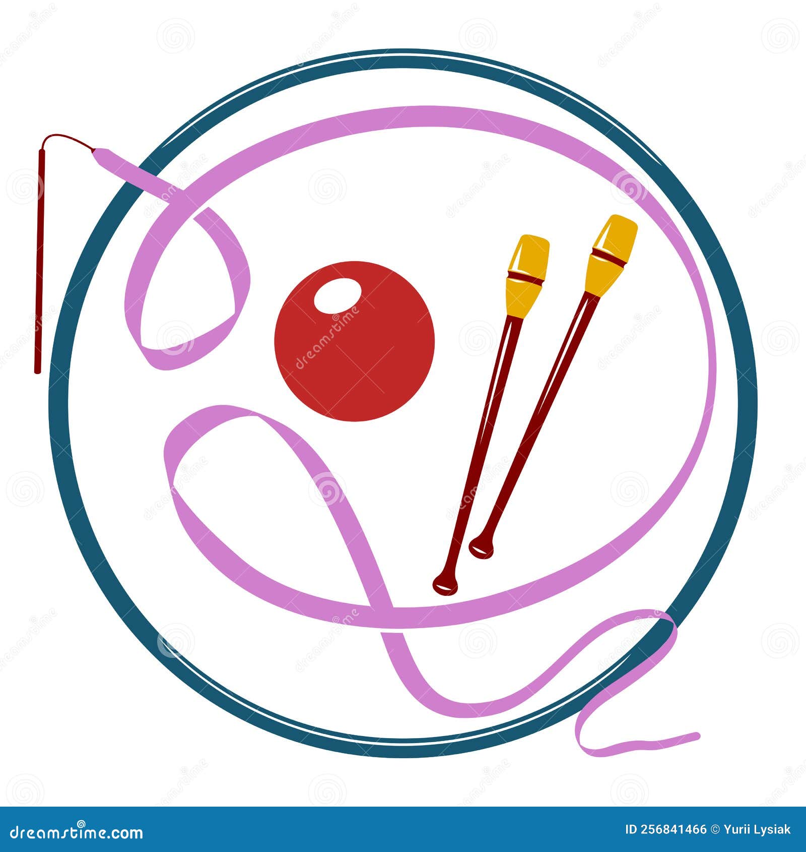 Set of Equipment for Rhythmic Gymnastics. Stock Vector Illustration