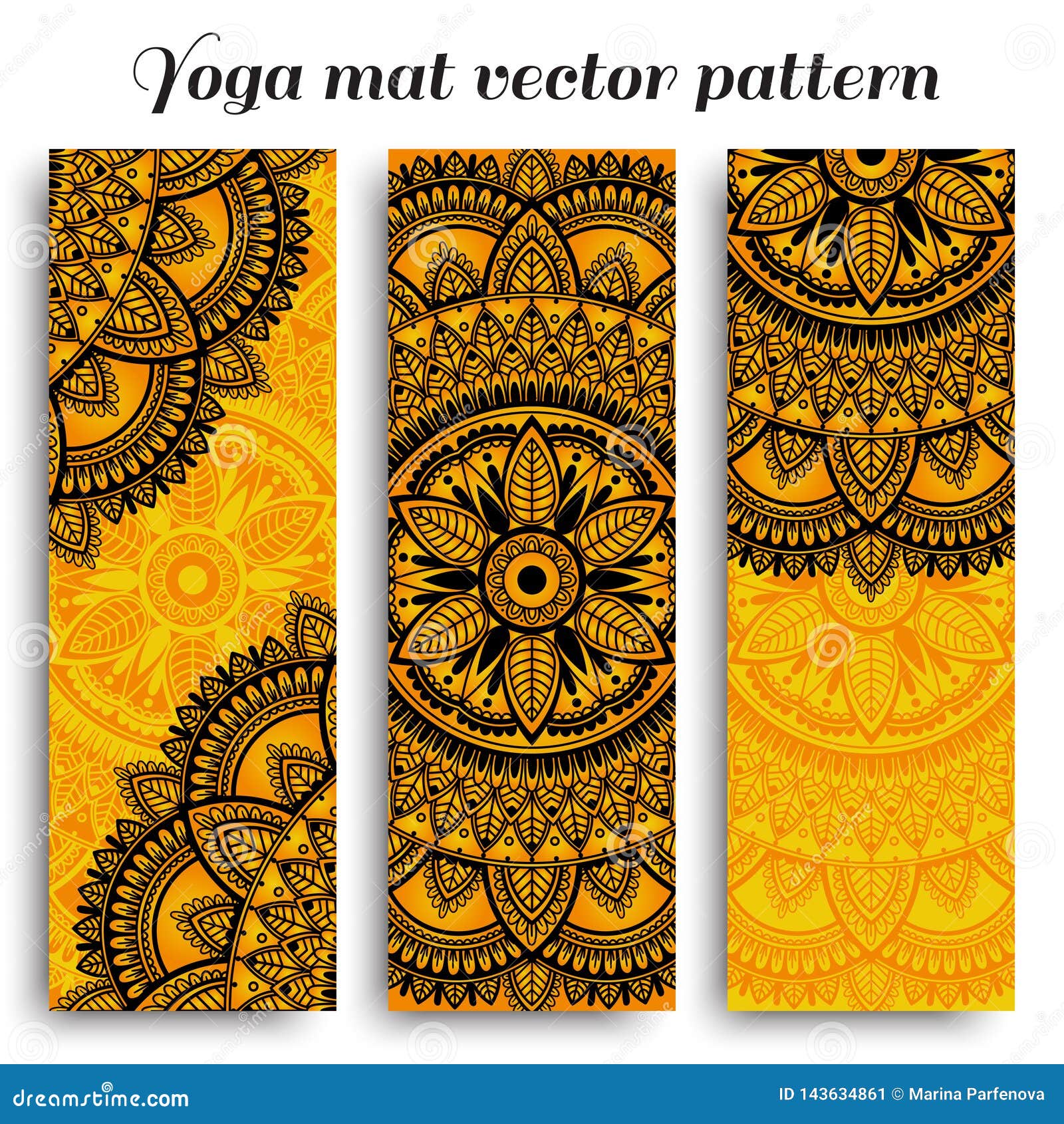Set Of Ethnic Designs For Yoga Mats. Vector Pattern With Mandala. Stock