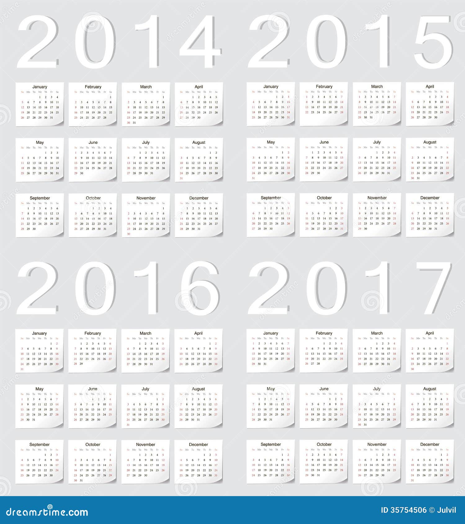 calendars 2014 and 2015