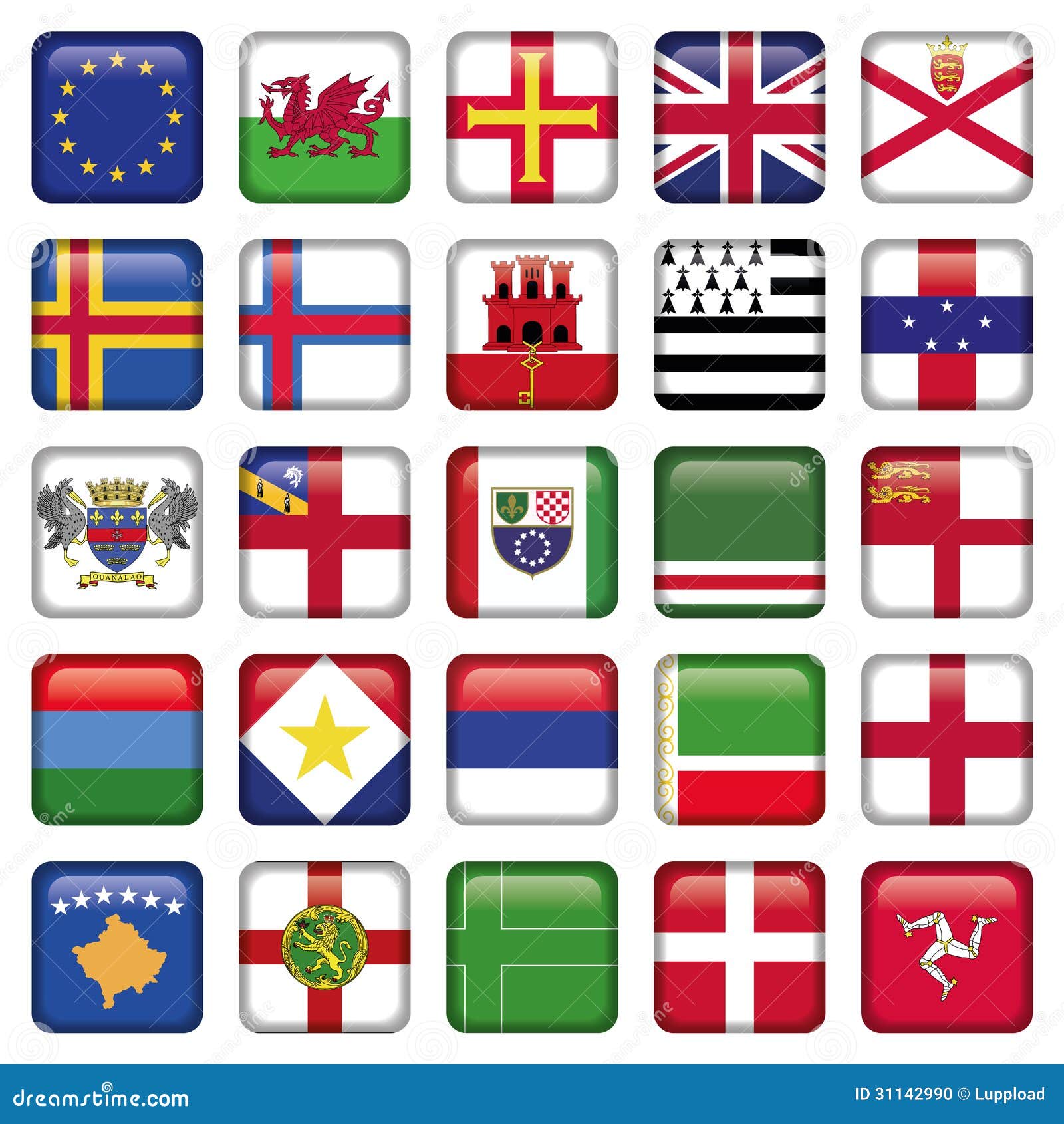 Set Of European Square Flag Icons Stock Vector Illustration Of City Gibraltar