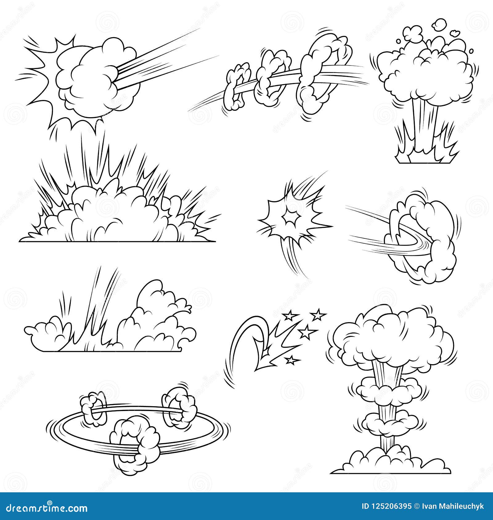 Set of explosion bubbles stock vector. Illustration of comic - 125206395