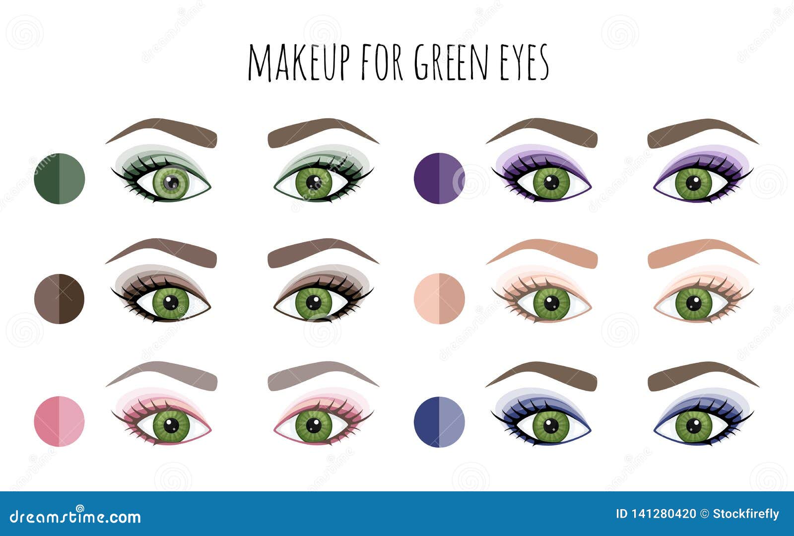 color palette of shadows for green eyes. vector stock vector
