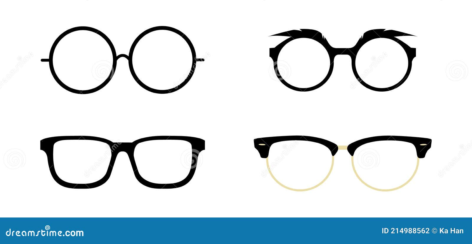 Set of Eyeglasses Icon Vector in Flat Design. Glasses Symbol Images