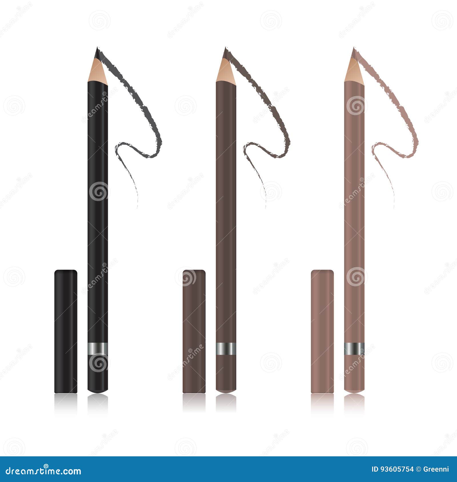 Download Set Of Eyeliner, Eyebrow Pencil Mockup. Package Design Premium Cosmetic Ads Template. Realistic ...