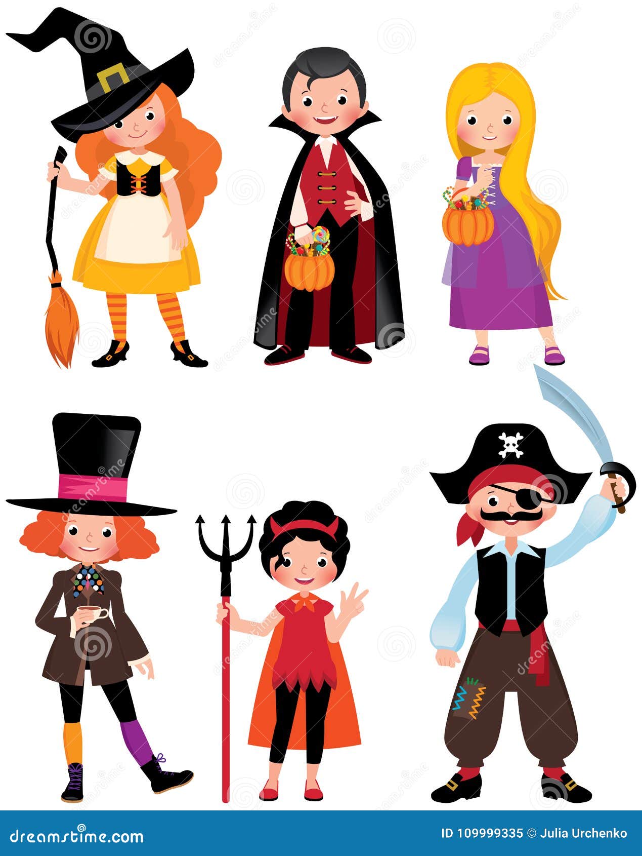 Set Fabulous Halloween Characters. Boys and Girls in the Costume Stock  Vector - Illustration of fabulous, child: 109999335