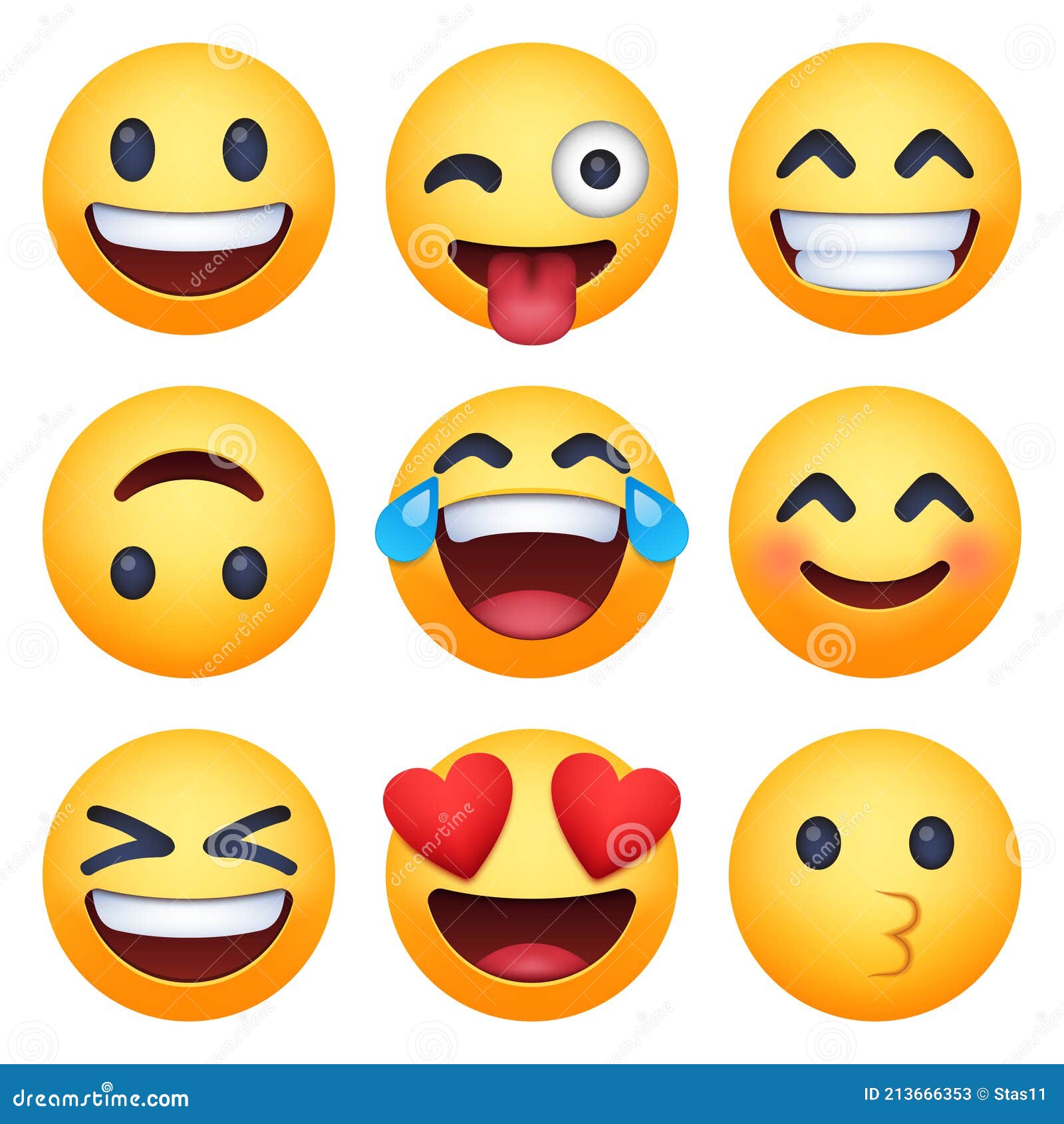 Set of Facebook Emoji on a White Background Stock Vector Illustration
