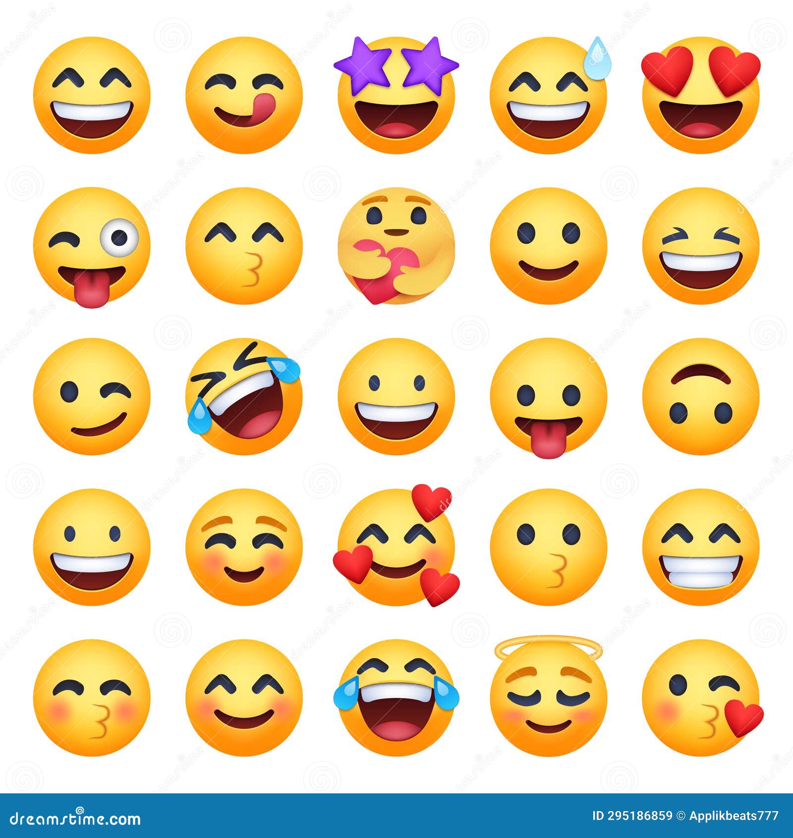 Set of Facebook Emoji on a White Background. Big Set of 25 Emoticon ...